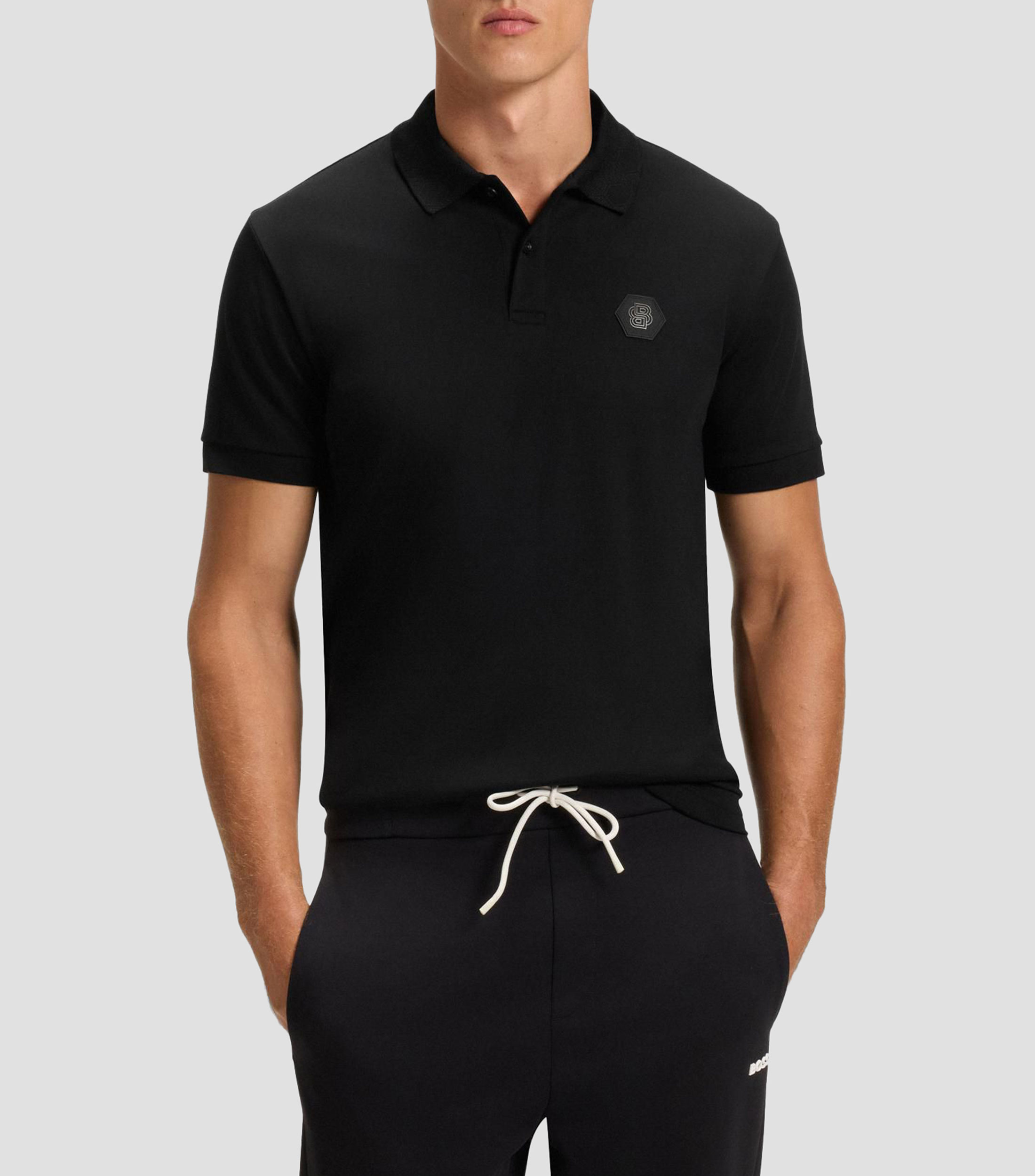 Polo de algodón Pima con monograma Double B Hombre