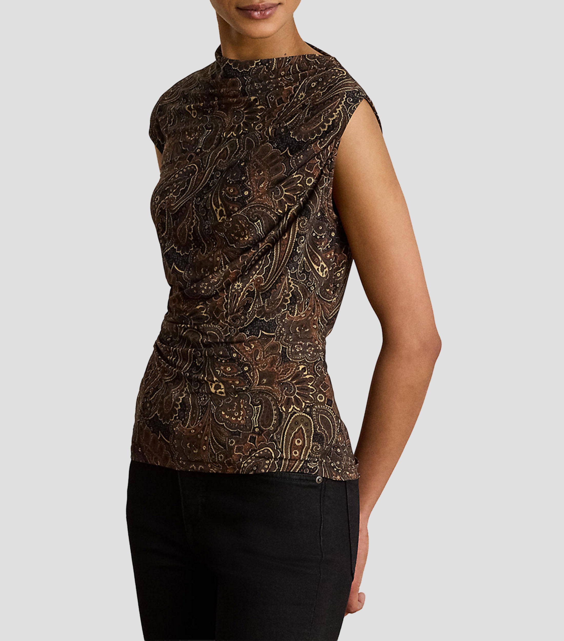 Blusa estampada manga corta Mujer