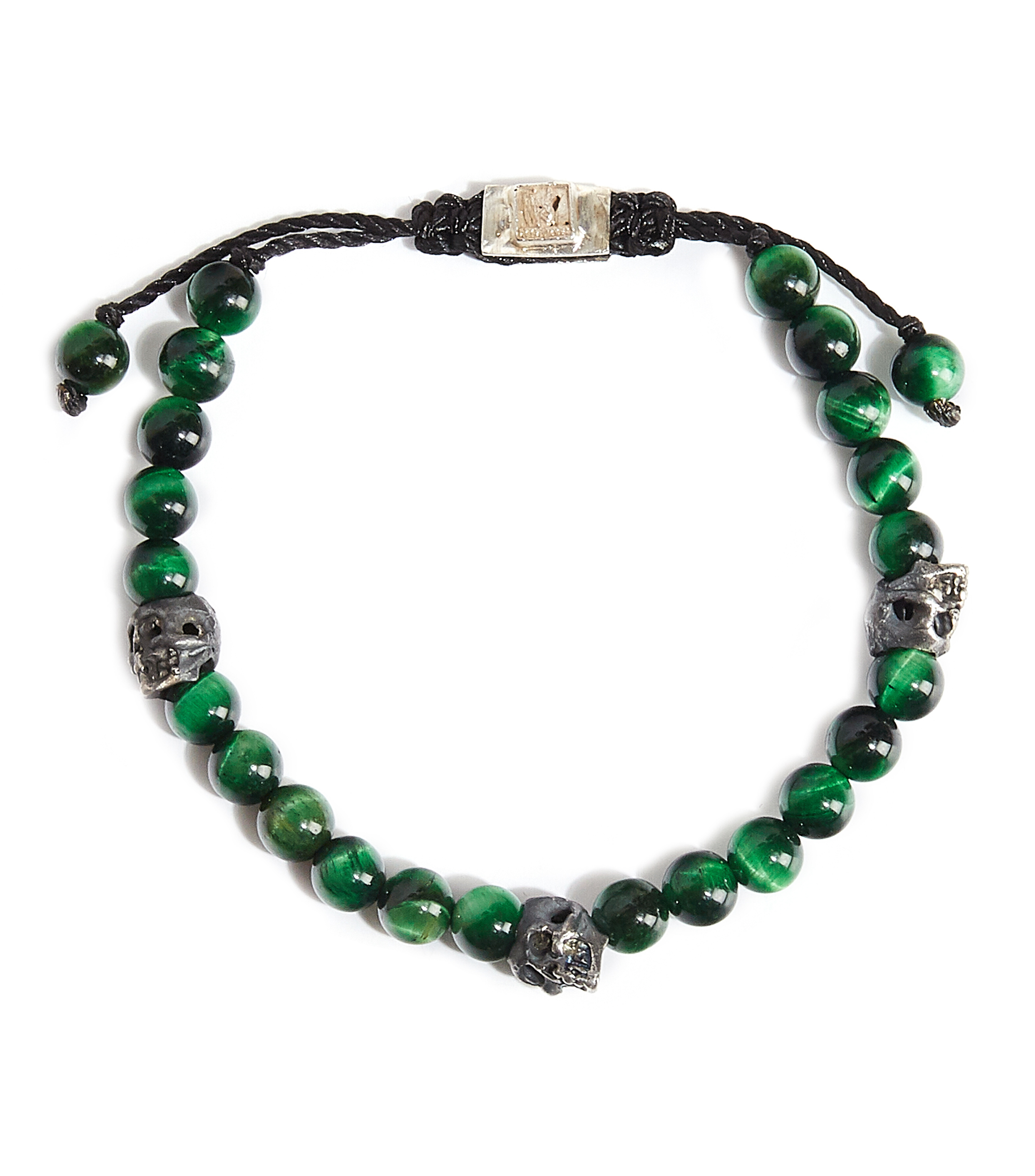 Pulsera ajustable con ojo de tigre y plata Hombre
