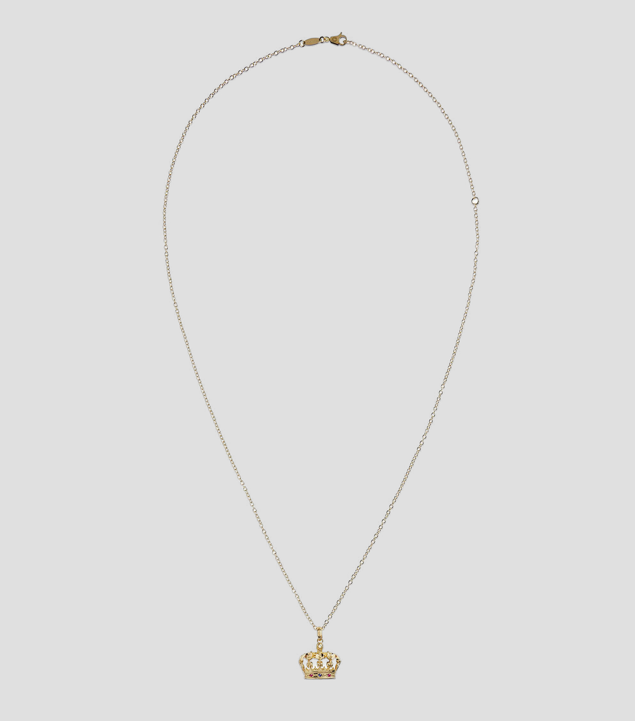 Collar con corona en Oro amarillo de 18 Kilates con gemas naturales multicolores Royal Unisex
