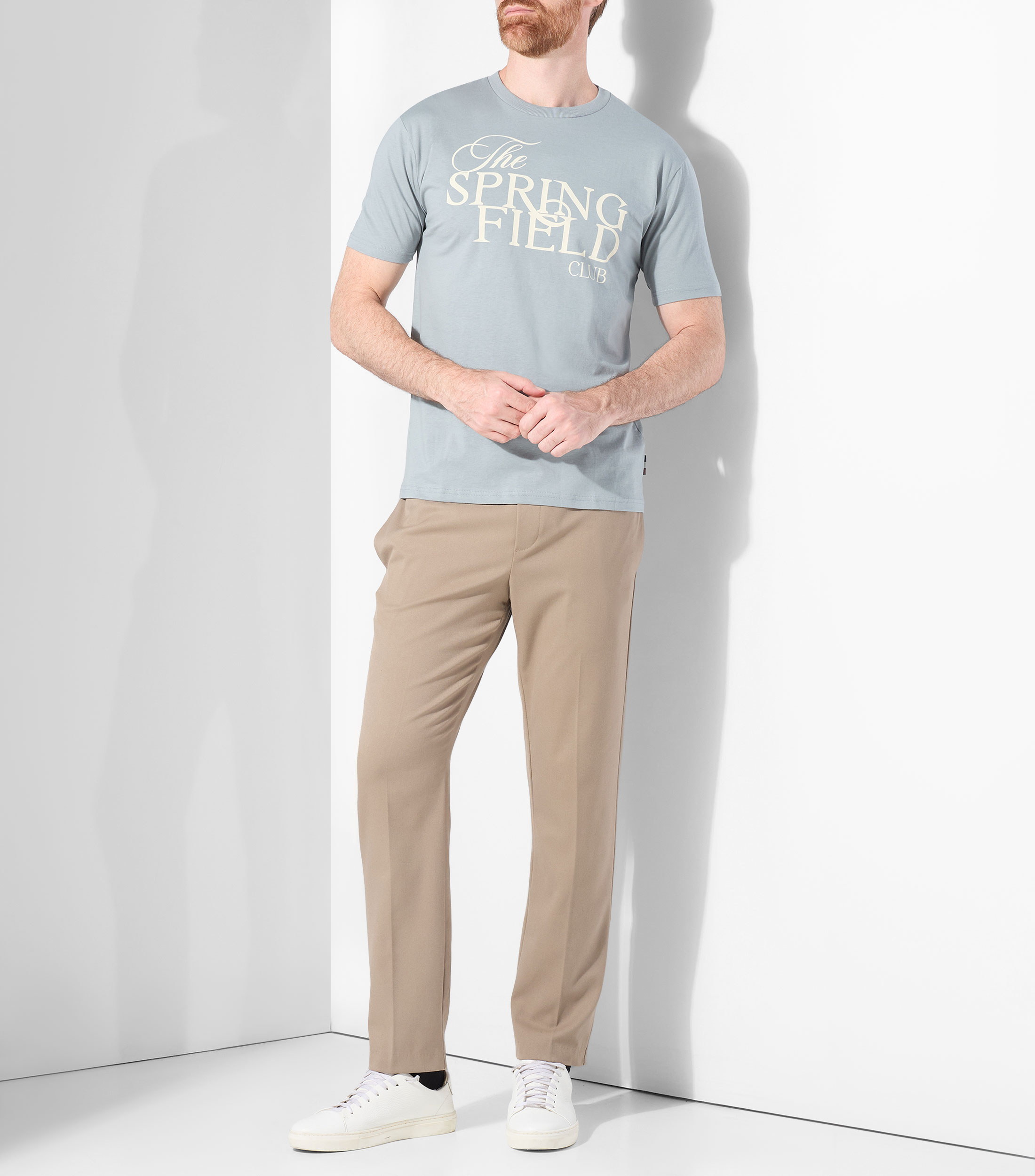 Playera cuello redondo manga corta estampada Hombre