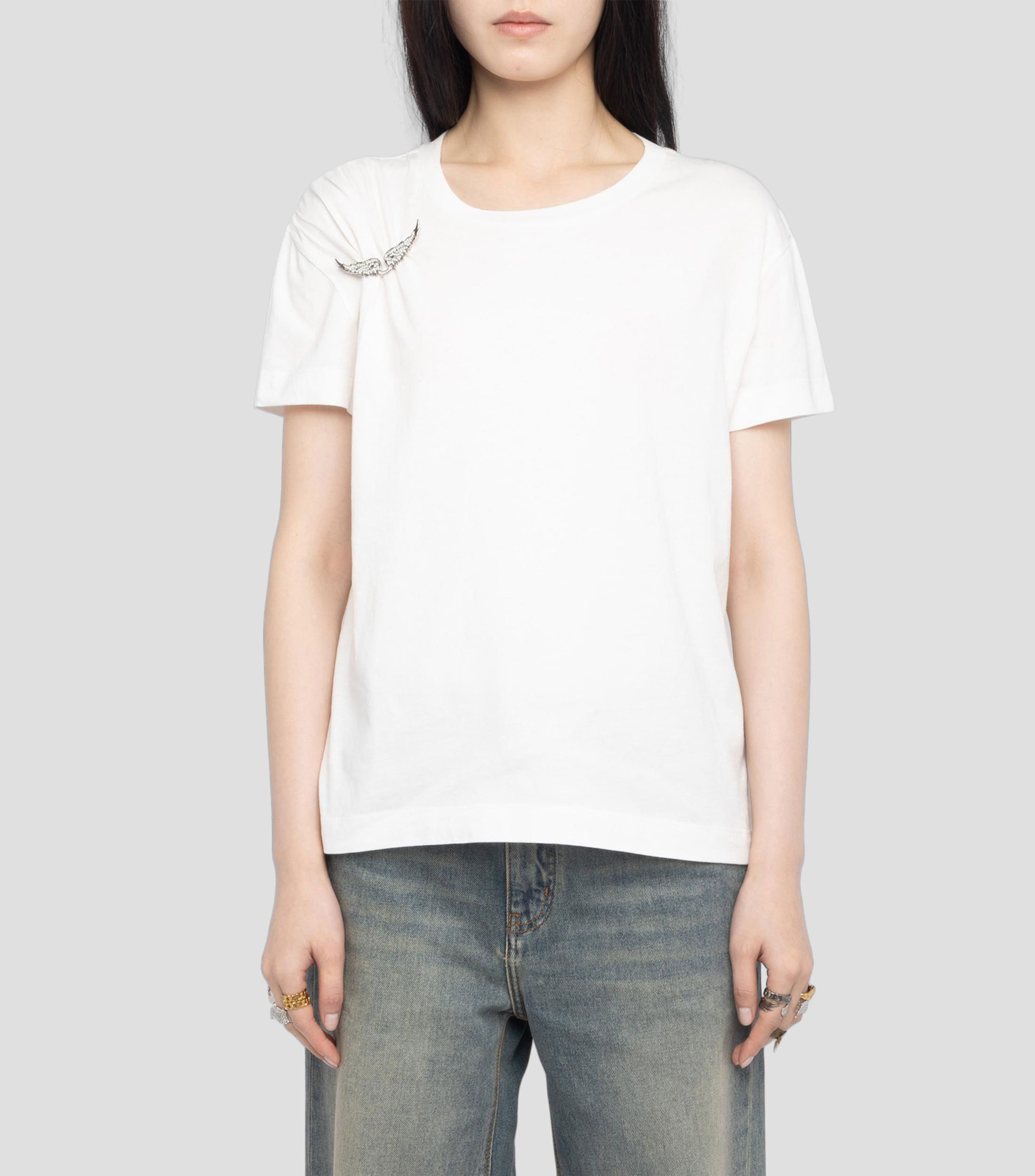 Playera cuello redondo manga corta lisa Mujer