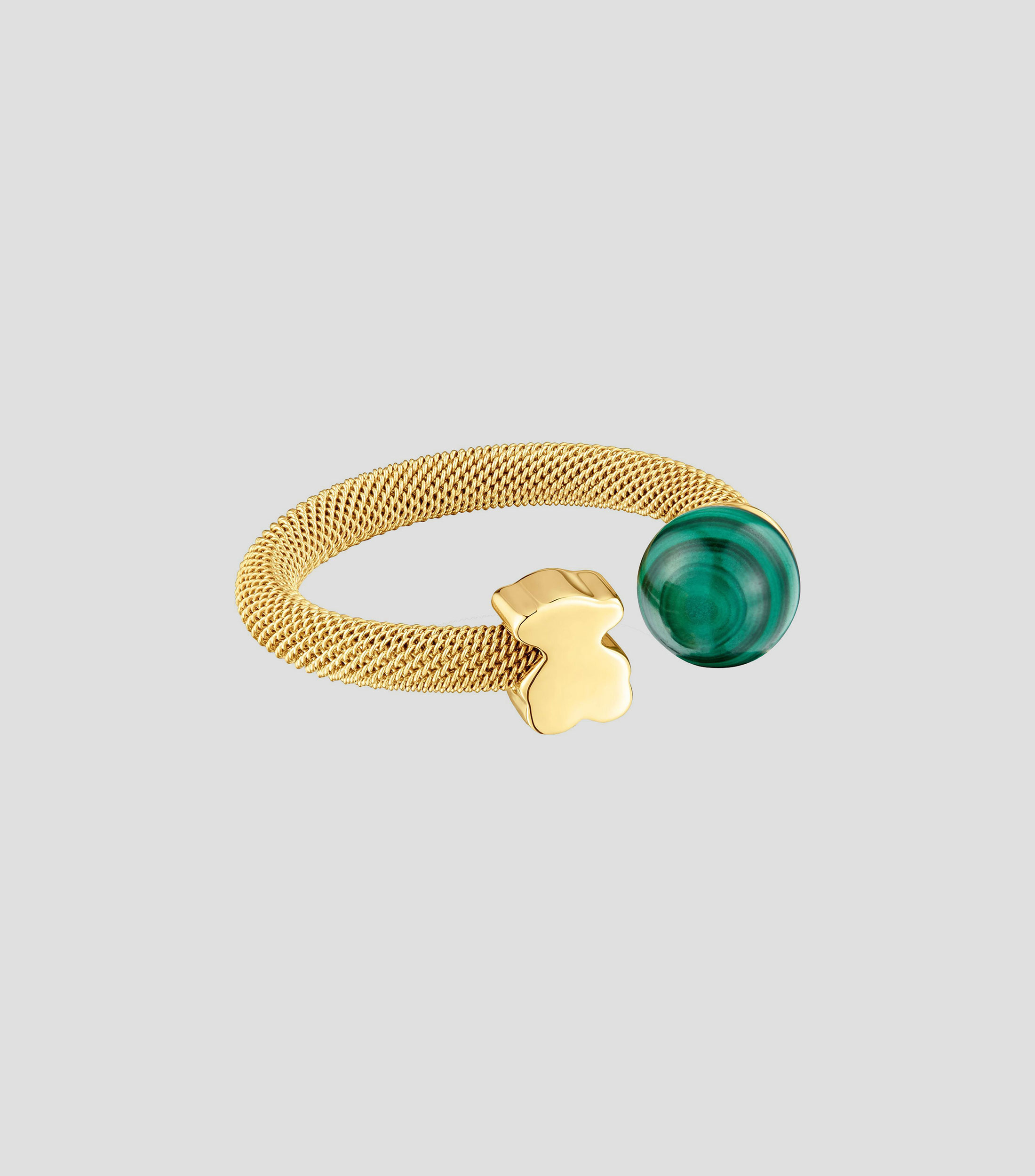 Anillo Icon Mesh con incrustación de malaquita Mujer