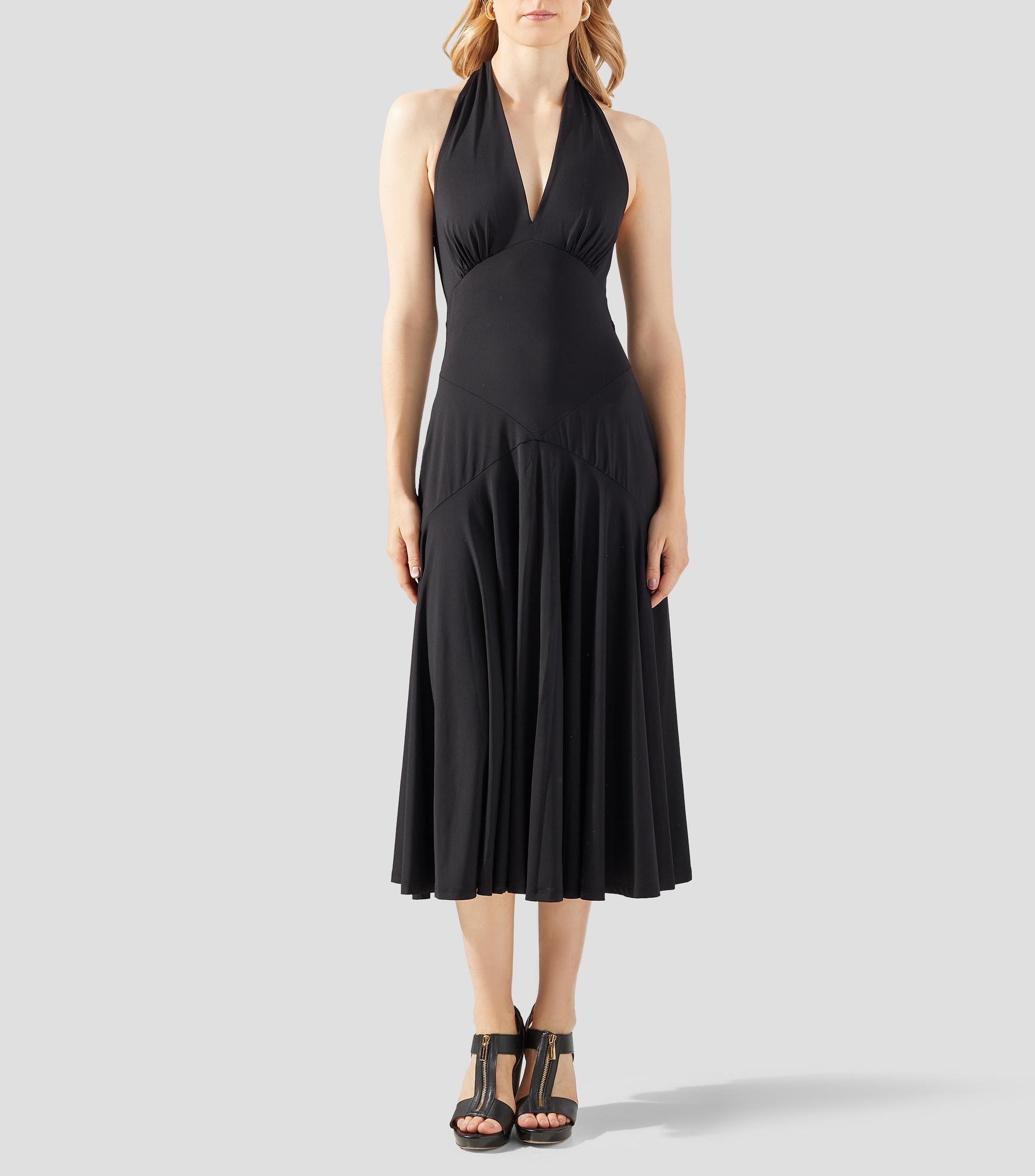 Vestido midi liso Mujer