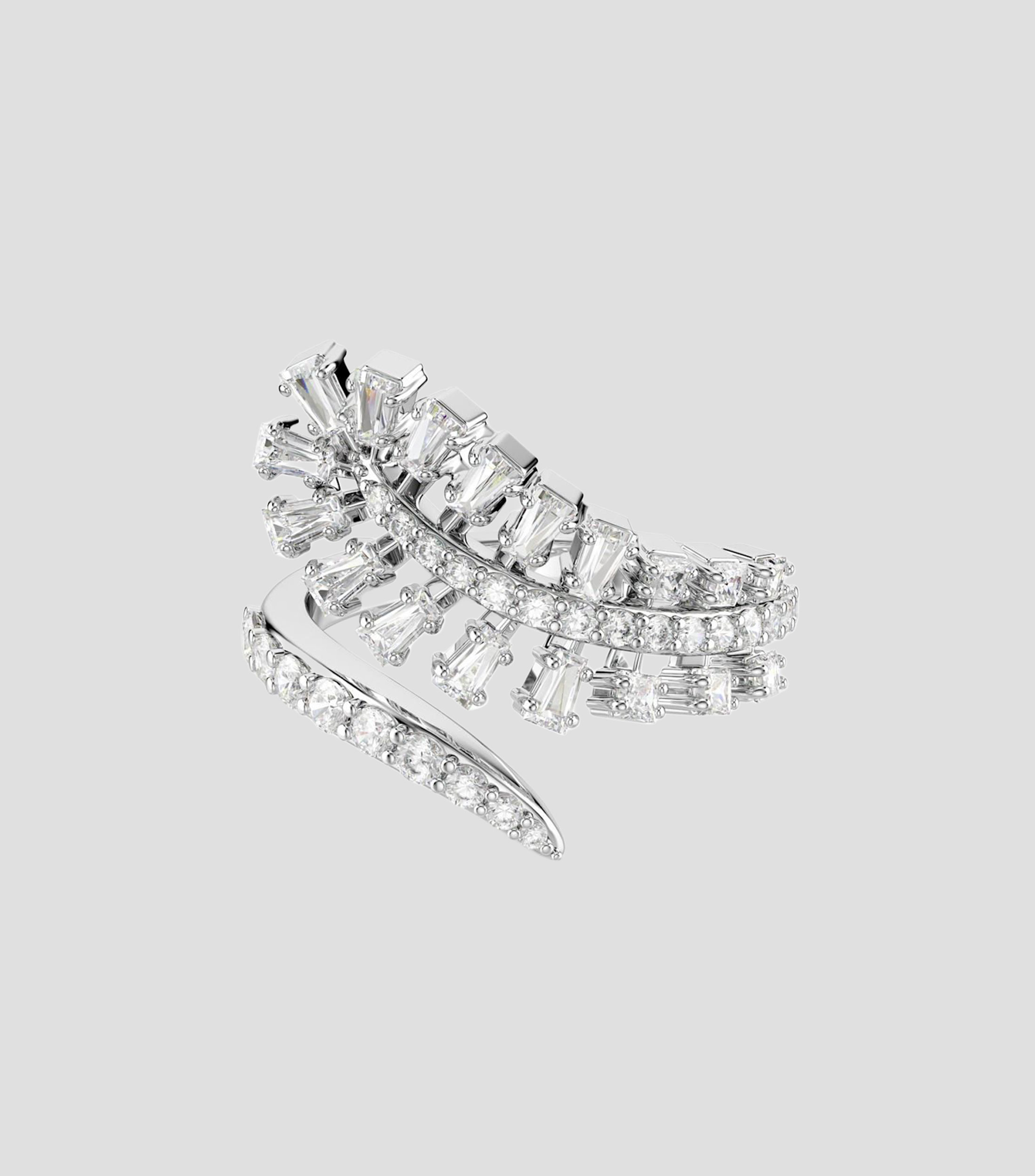 Anillo abierto con incrustaciones de cristales en corte baguette y circular Vienna Mujer
