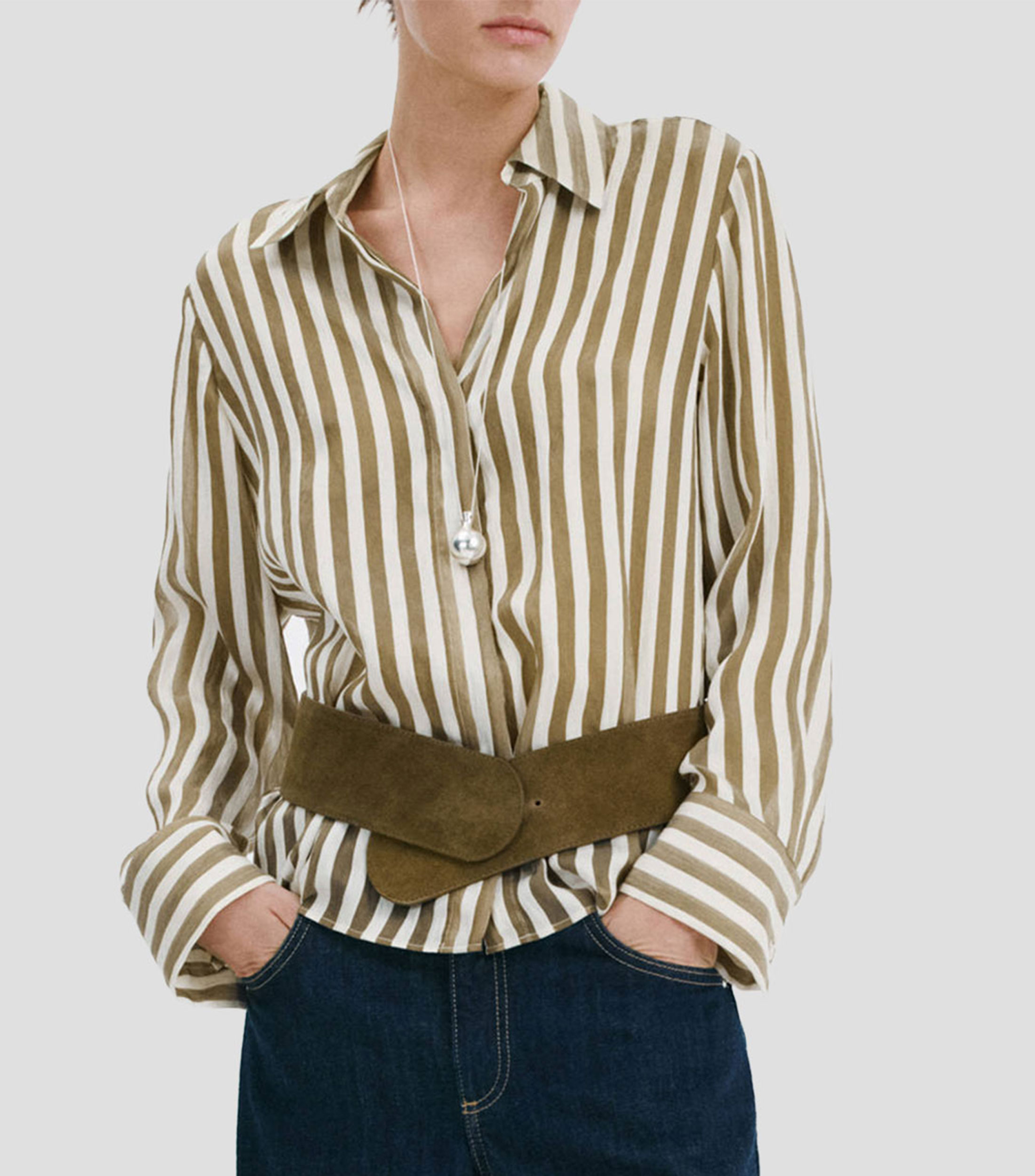 Camisa rayas manga larga Mujer