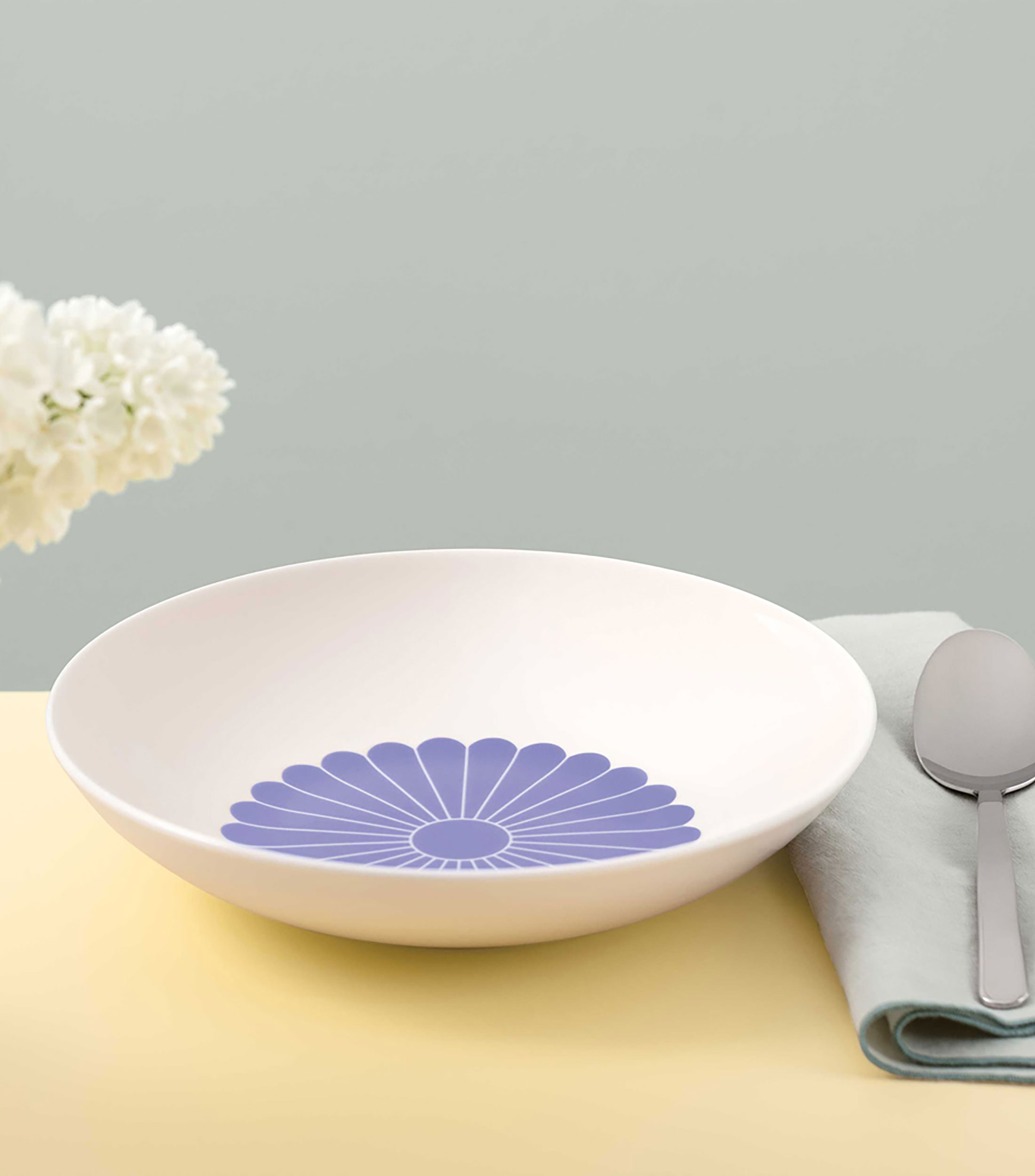 Plato Hondo Fleur Bleu Estampado