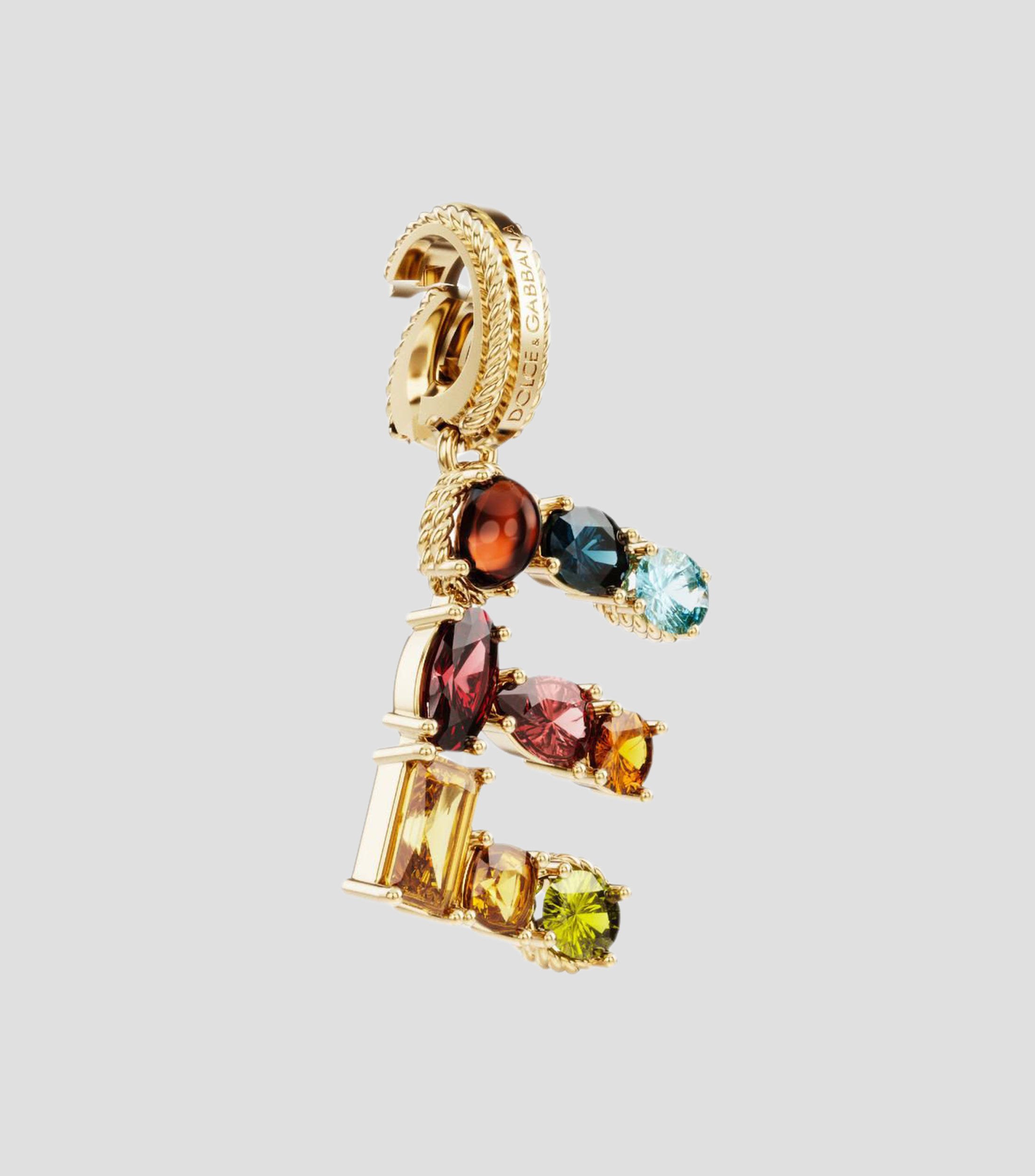 Charm Mini Letra E en Oro de 18 Kilates con gemas naturales Mujer
