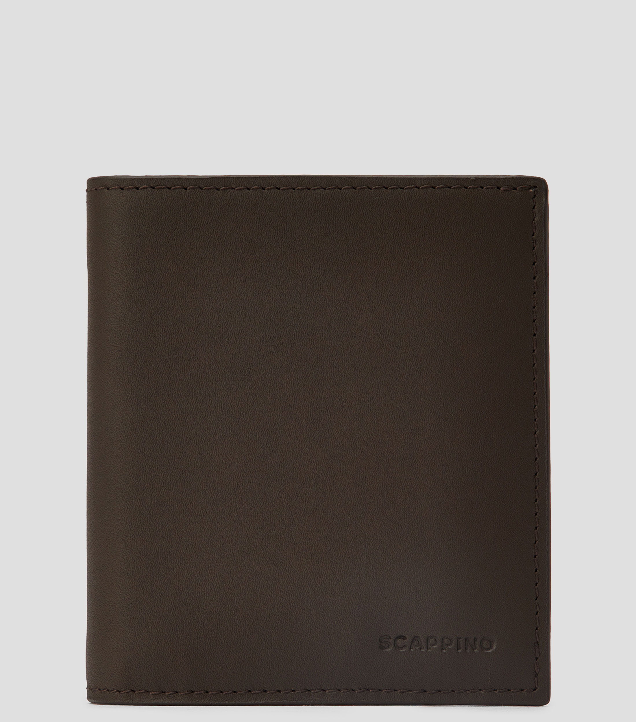 Cartera bifold en piel bovina cafe oscuro Hombre