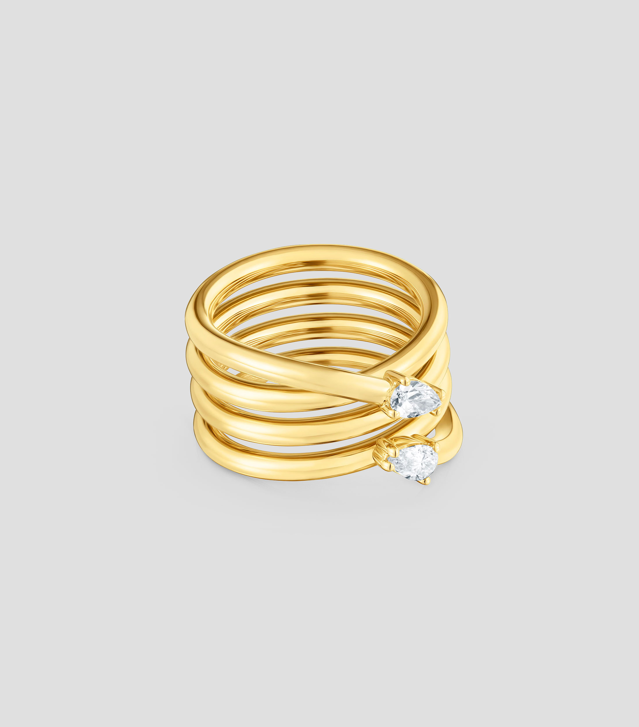 Anillo en plata .925 ondulado con diamante de laboratorio Mujer