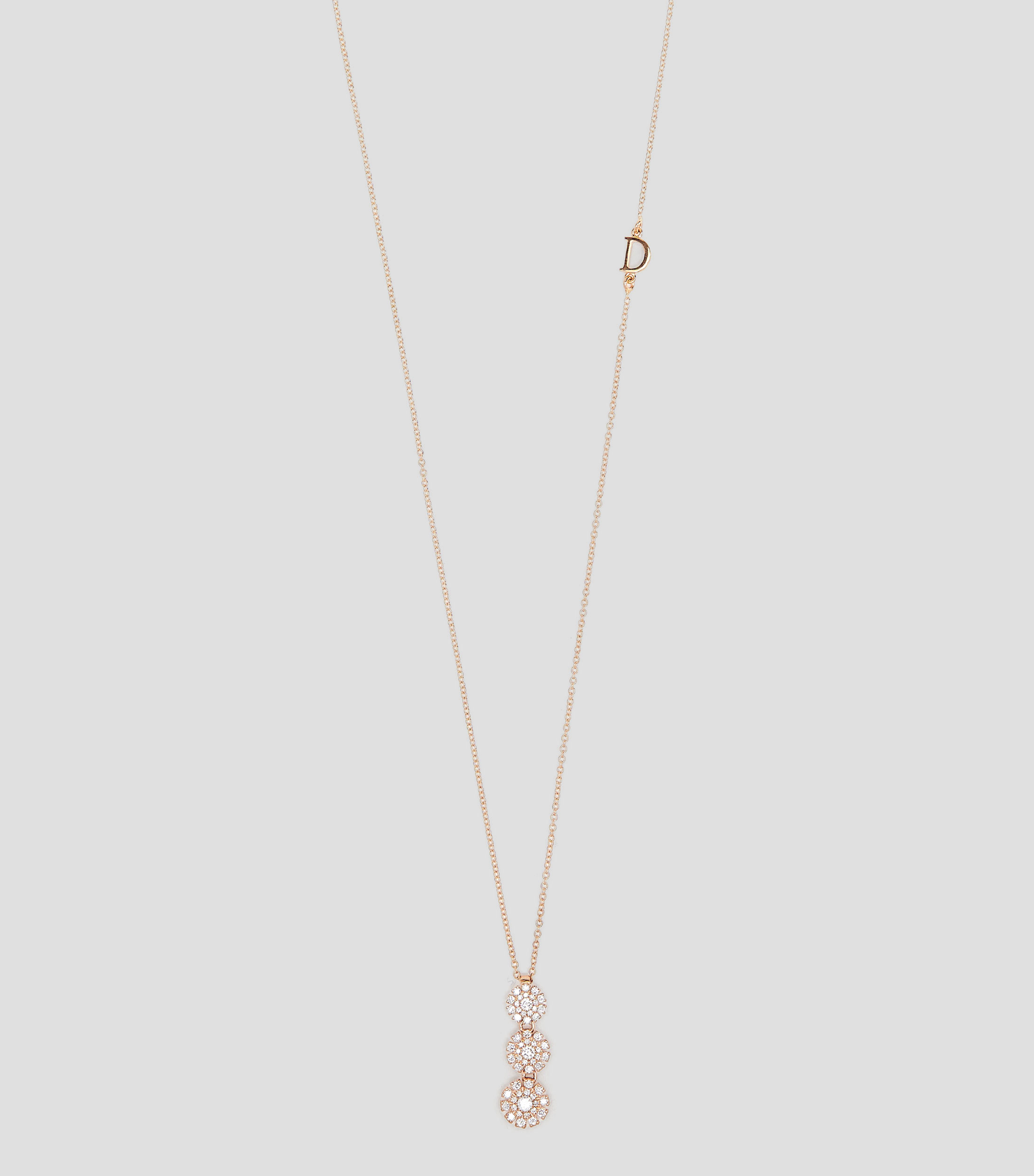 Collar con dije de 3 elementos en Oro rosa de 18 kilates con diamantes Margherita Mujer