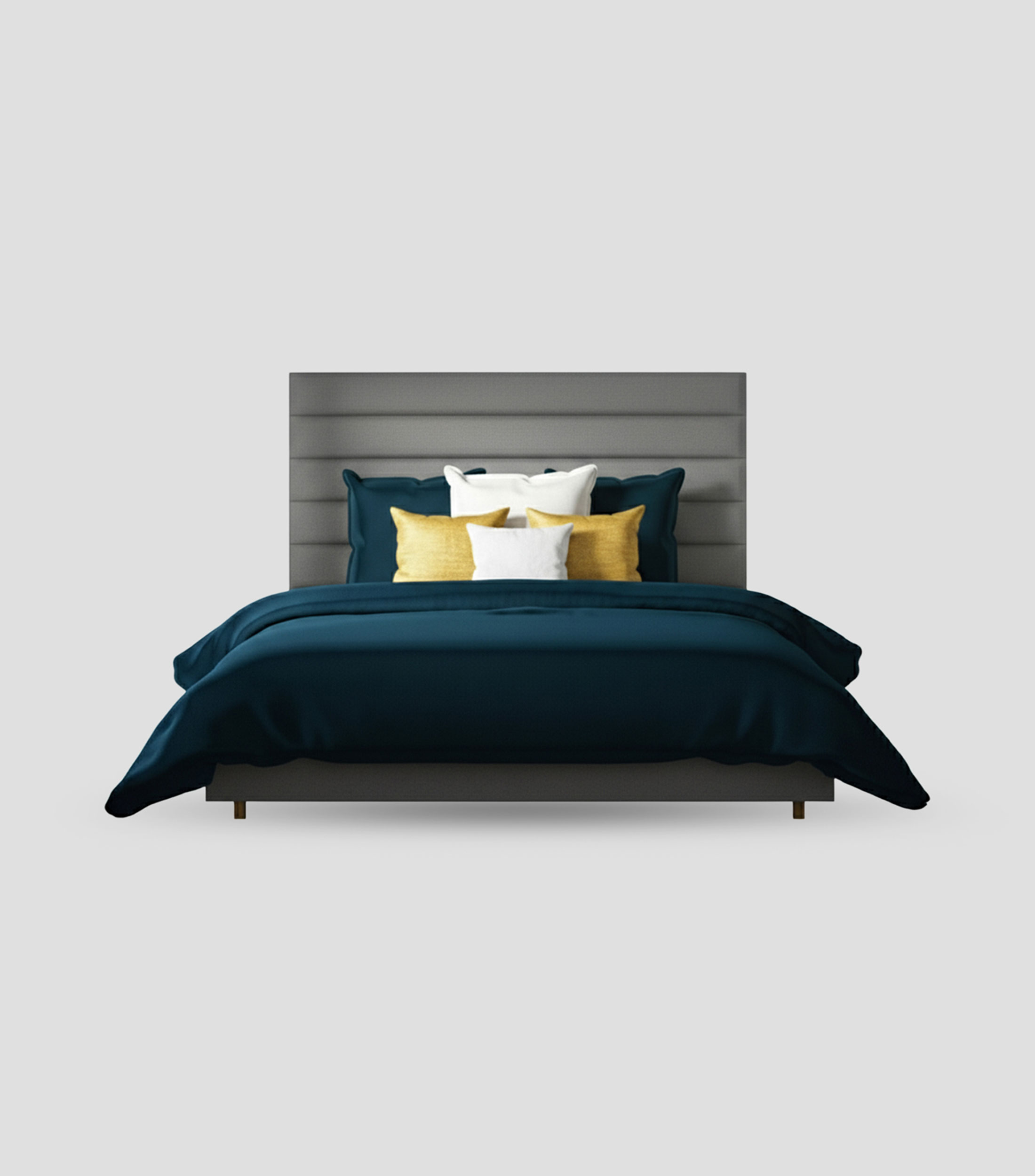 Cama King Size Ribbed Velvet Grafito en tela