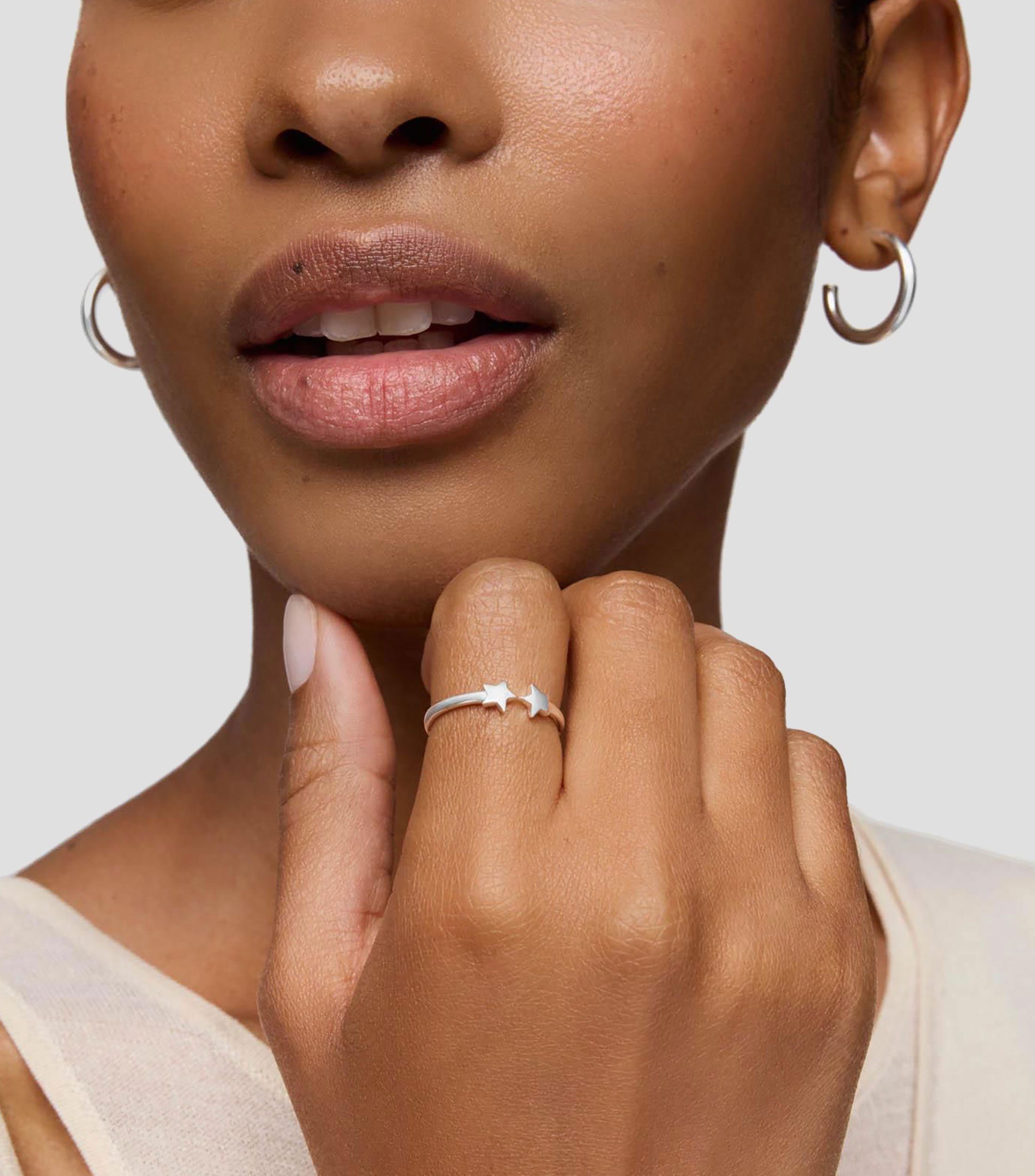 Anillo en plata de primera ley con estrellas Mujer