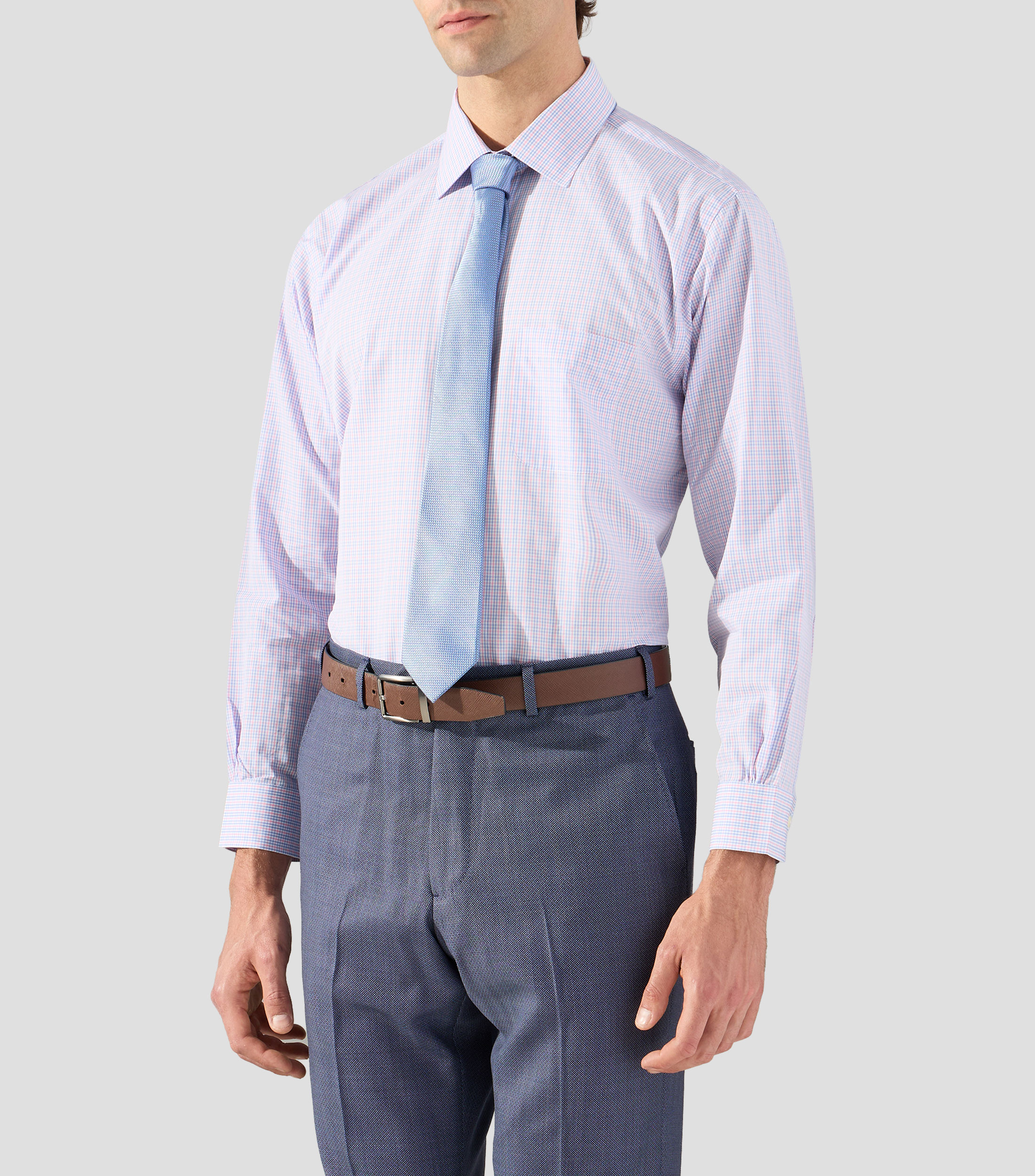 Camisa de vestir con cuadros y manga larga Hombre