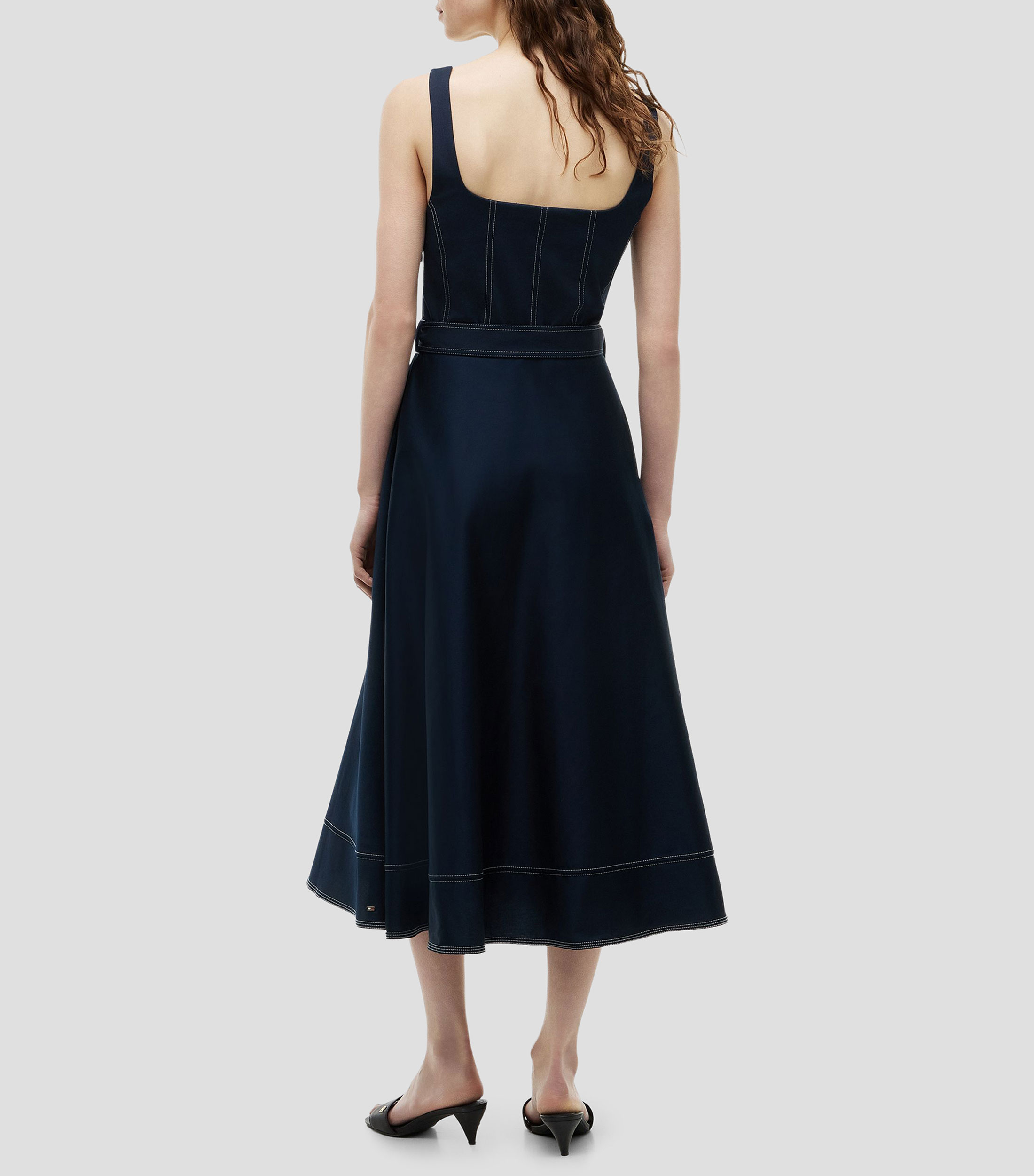 Vestido midi liso Mujer