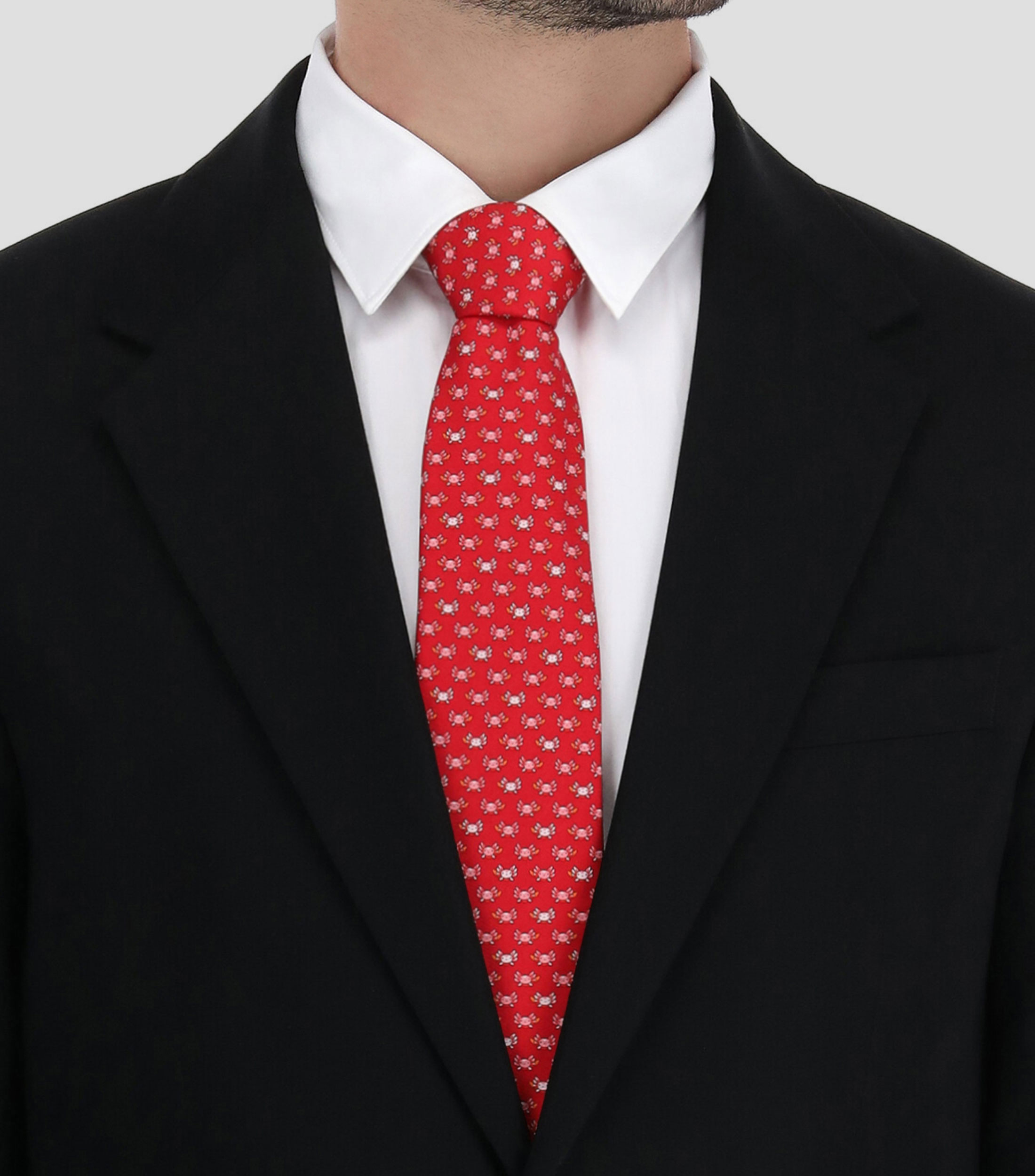 Corbata ancha con ajolotes rojo