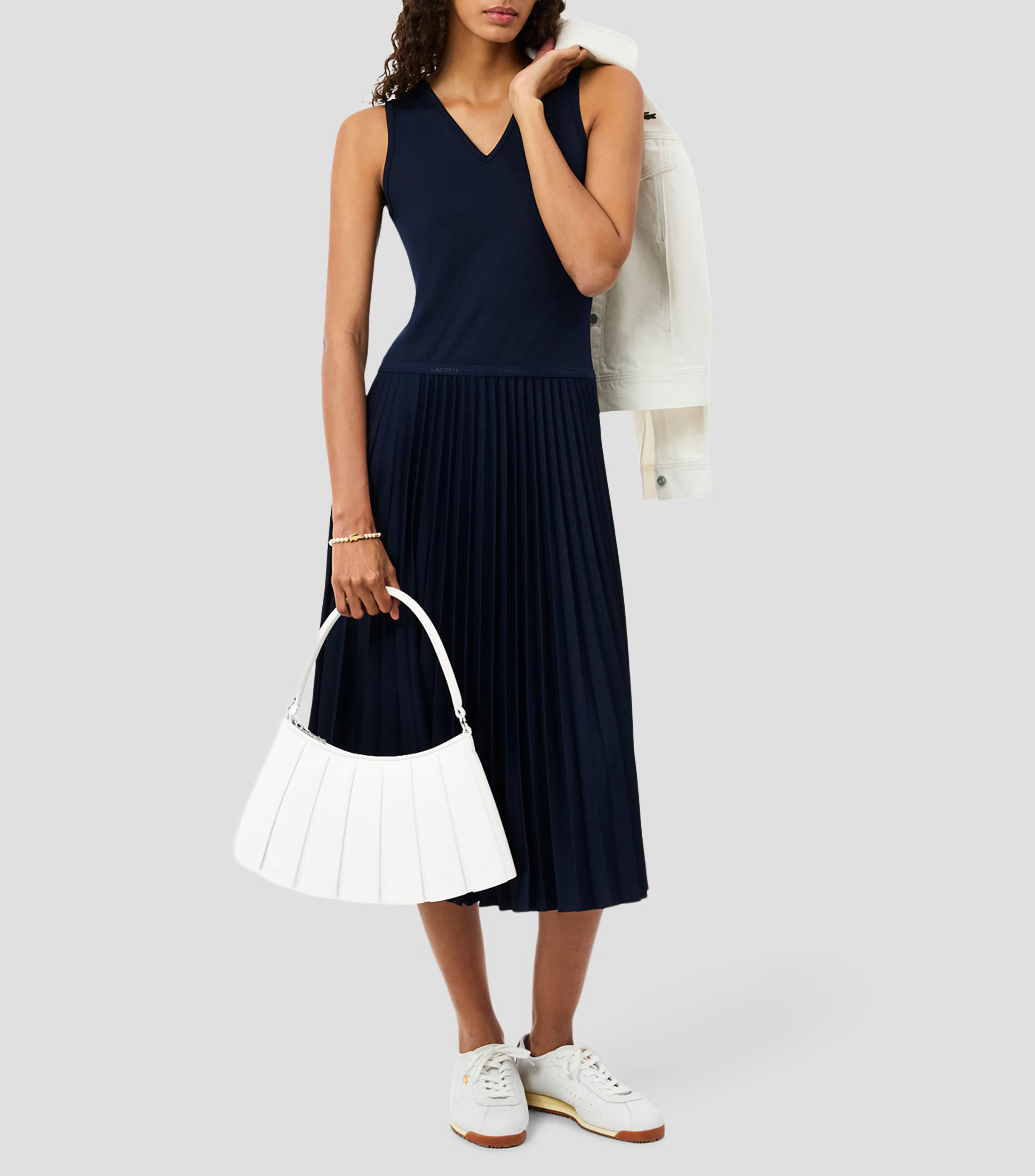 Bolsa shoulder lisa con detalle plisado Mujer