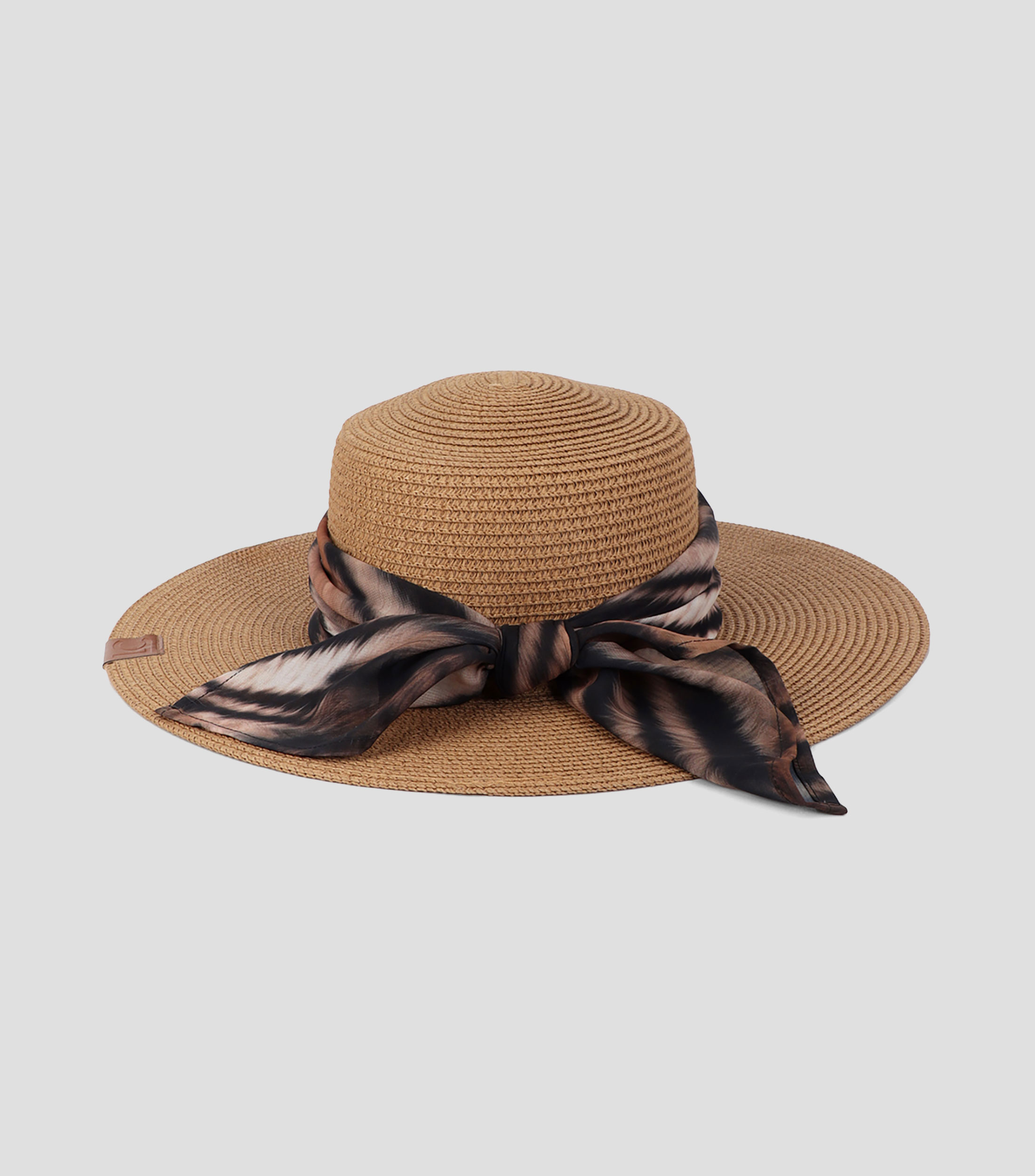 Sombrero de playa con lazada estampada Mujer