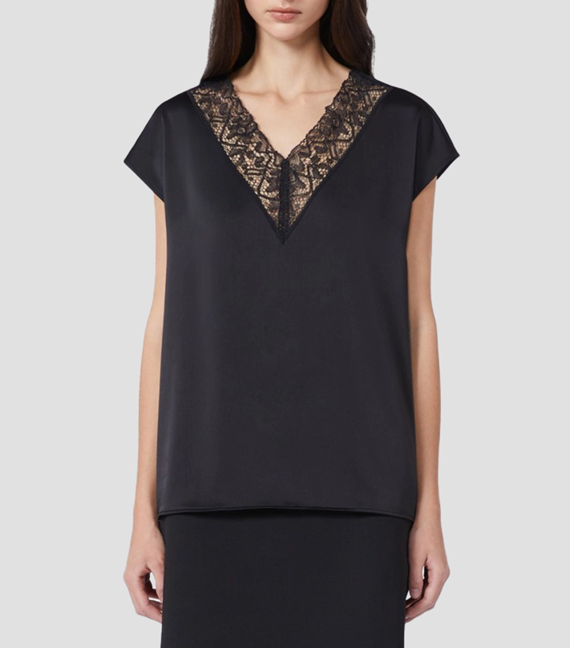 Blusa lisa de manga corta Mujer