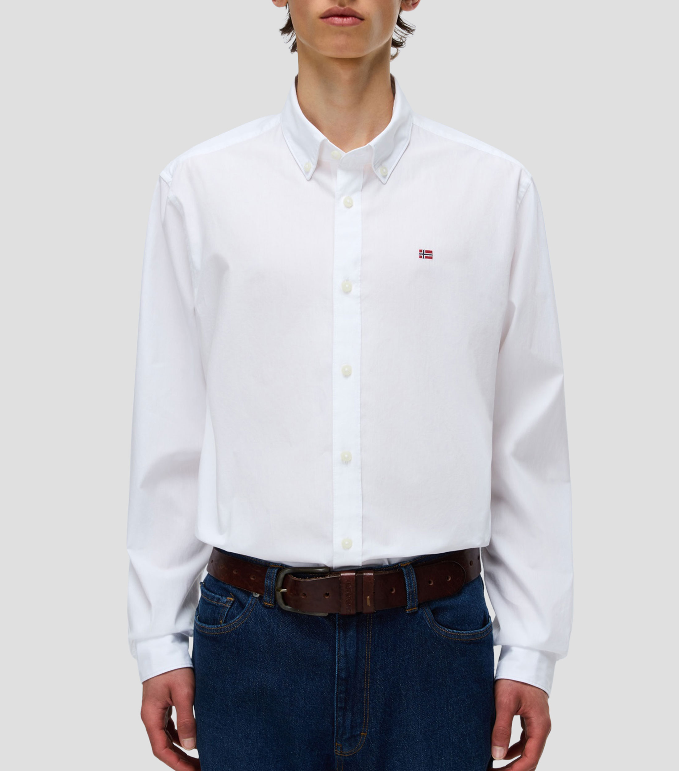 Camisa liso manga larga Hombre