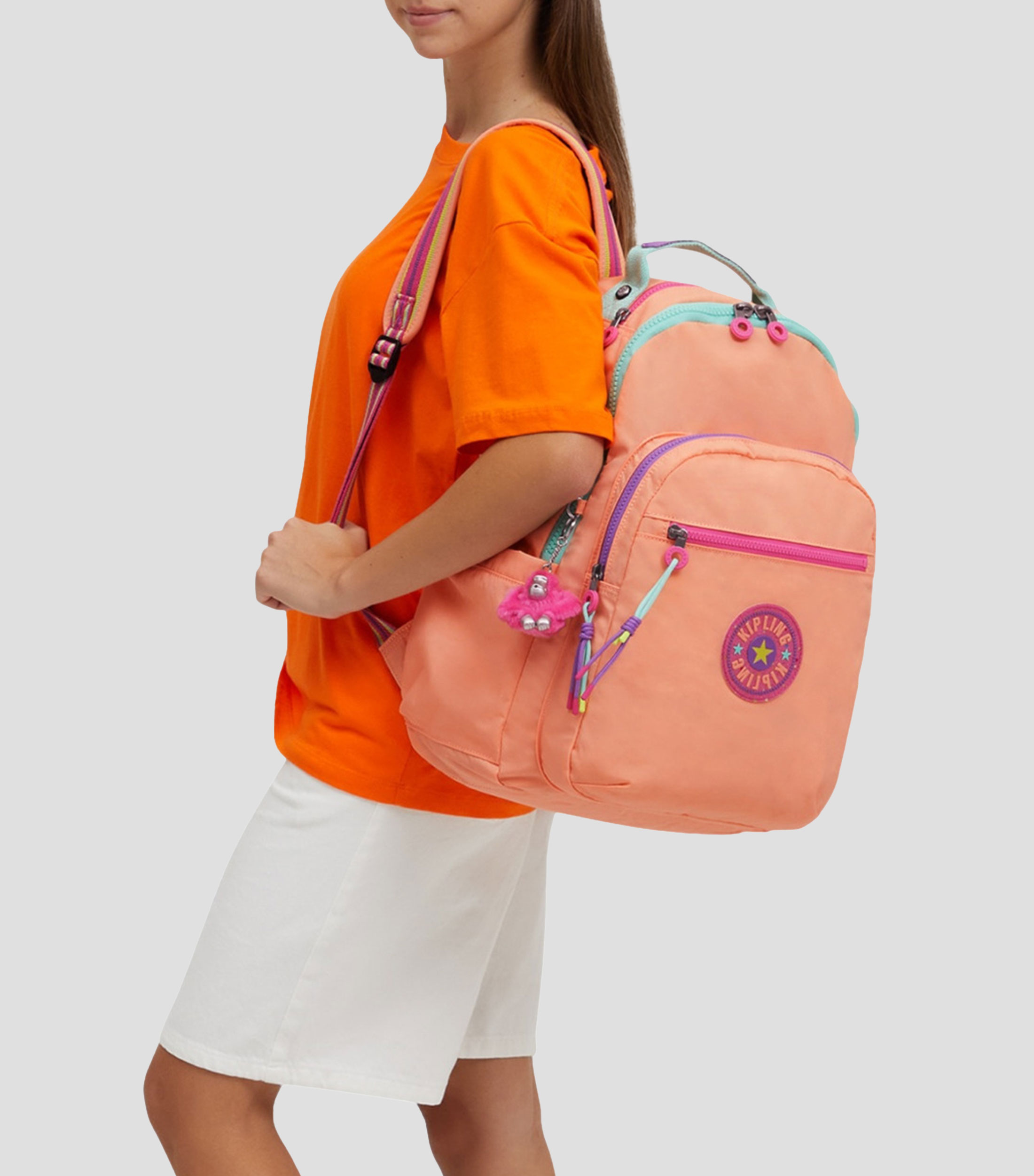 Mochila Escolar Seoul Pink Orange Niña