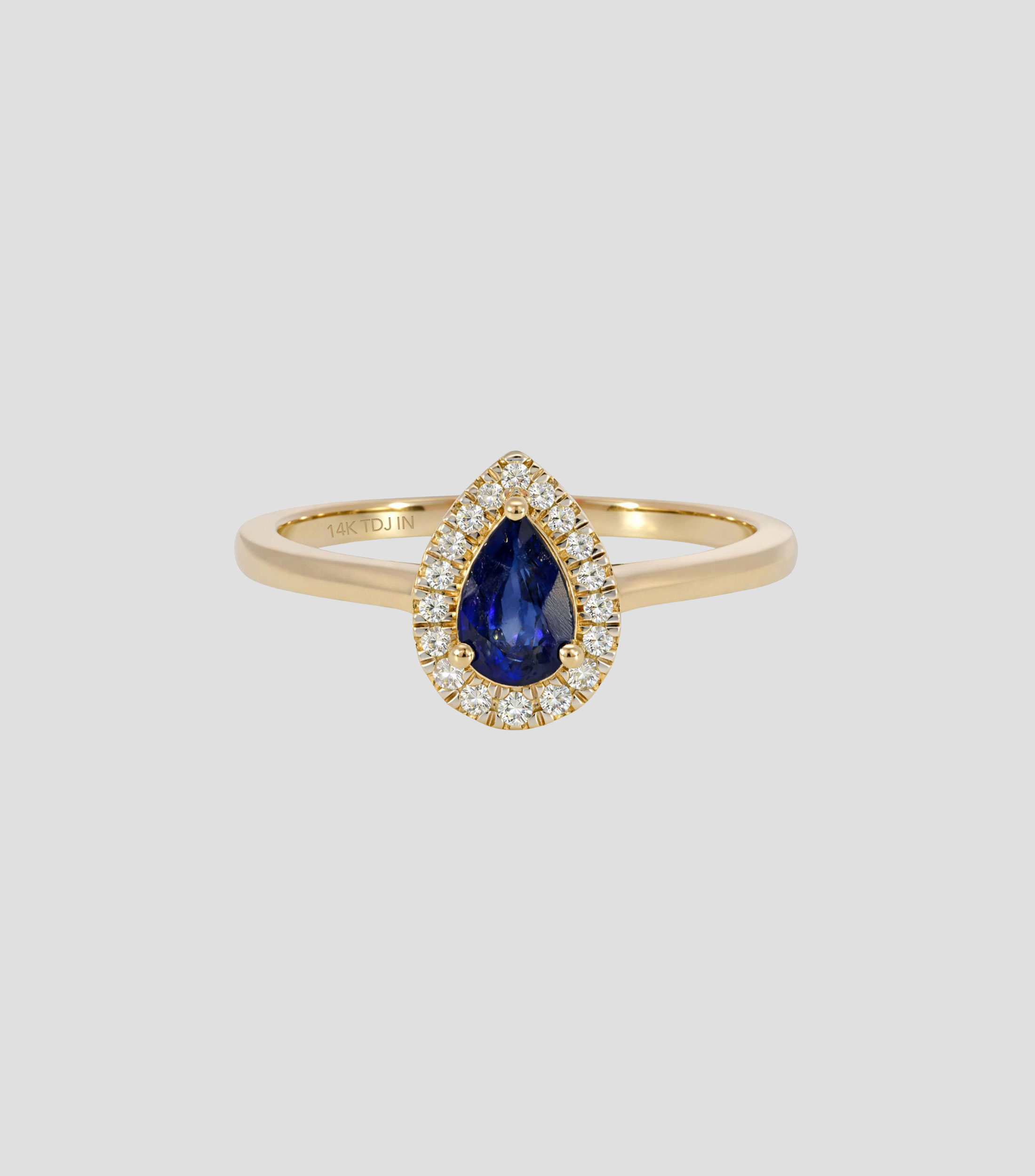 Anillo en Oro amarillo de 14 Kilates con zafiro Mujer