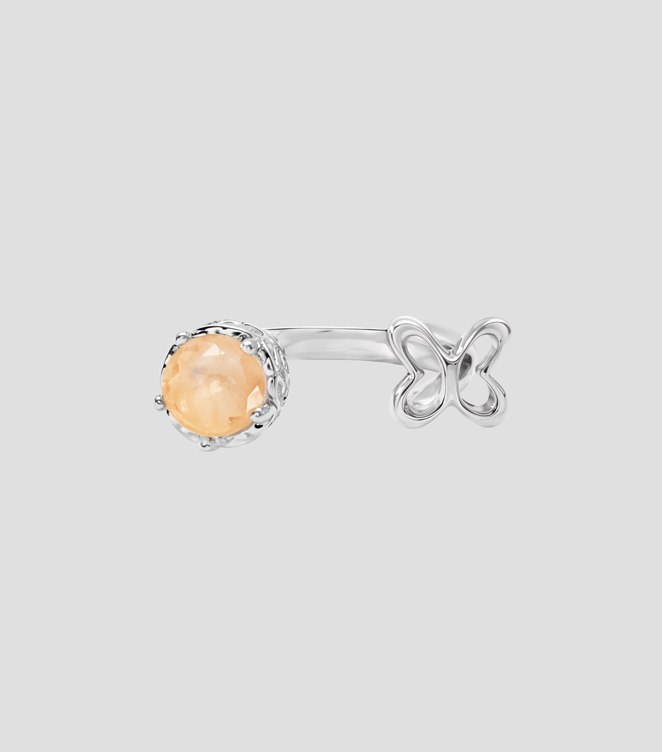 Anillo abierto en Plata .925 con cristal champagne Mujer
