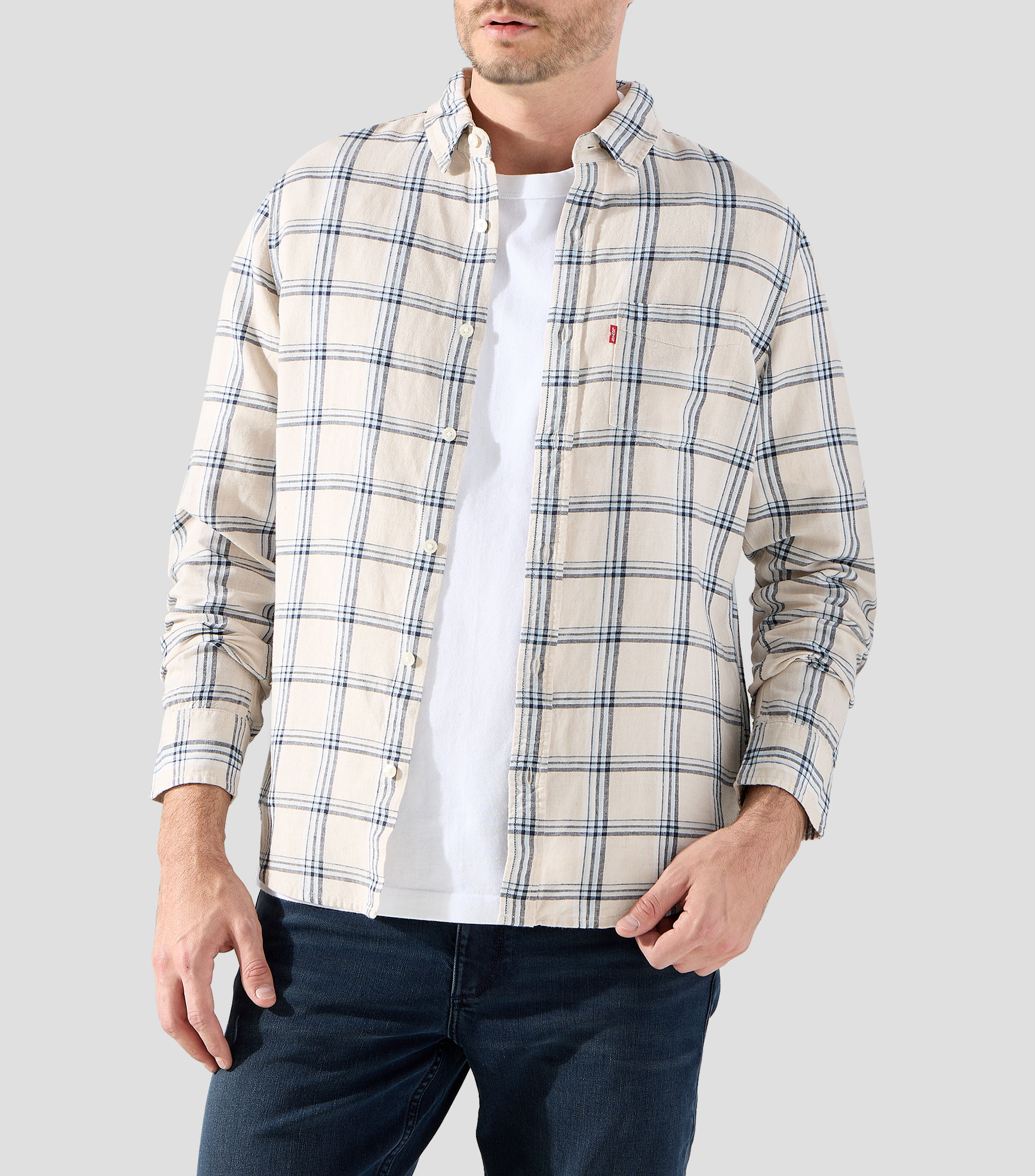 Camisa cuadros manga larga Hombre