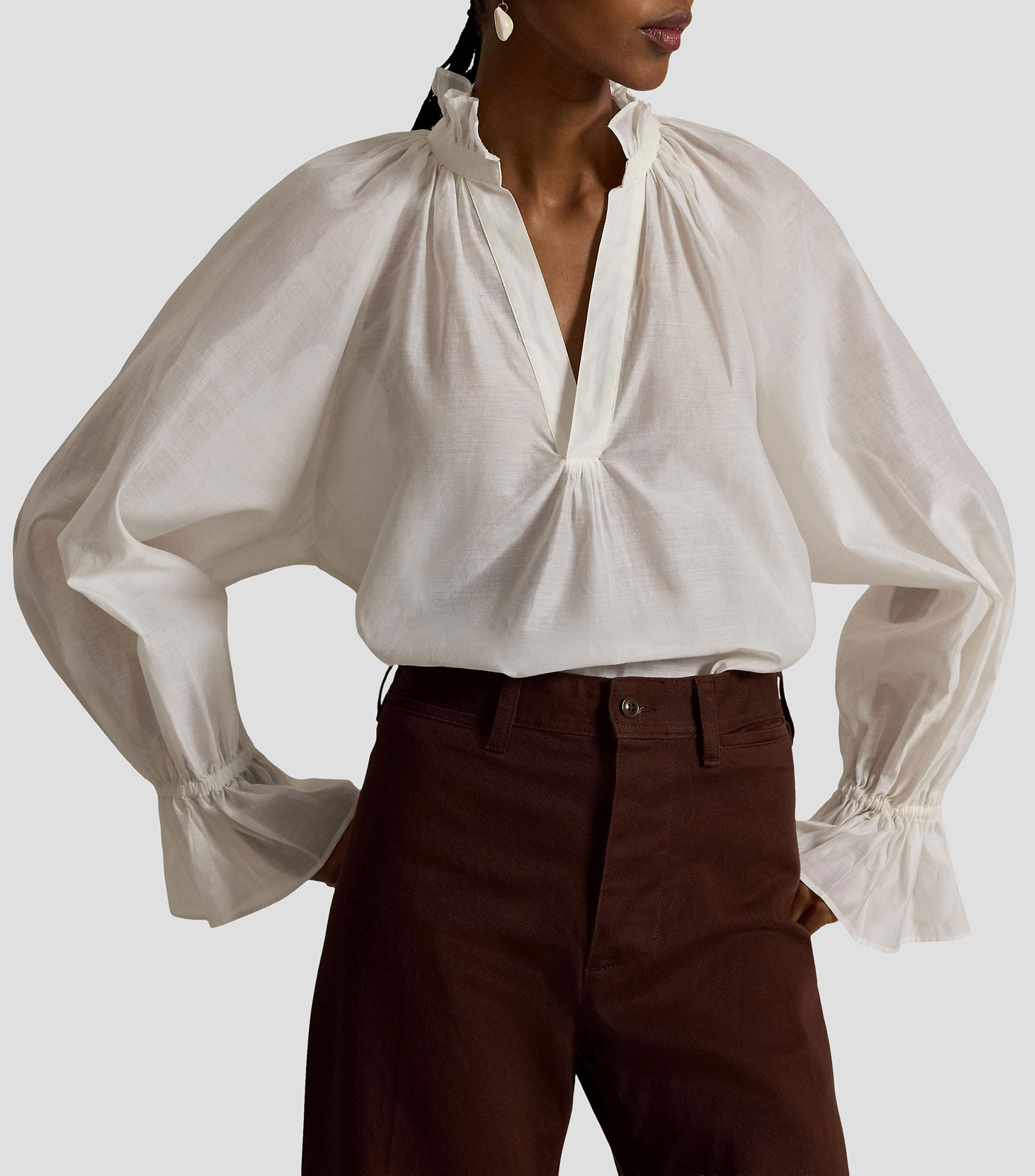 Camisa lisa manga larga Mujer