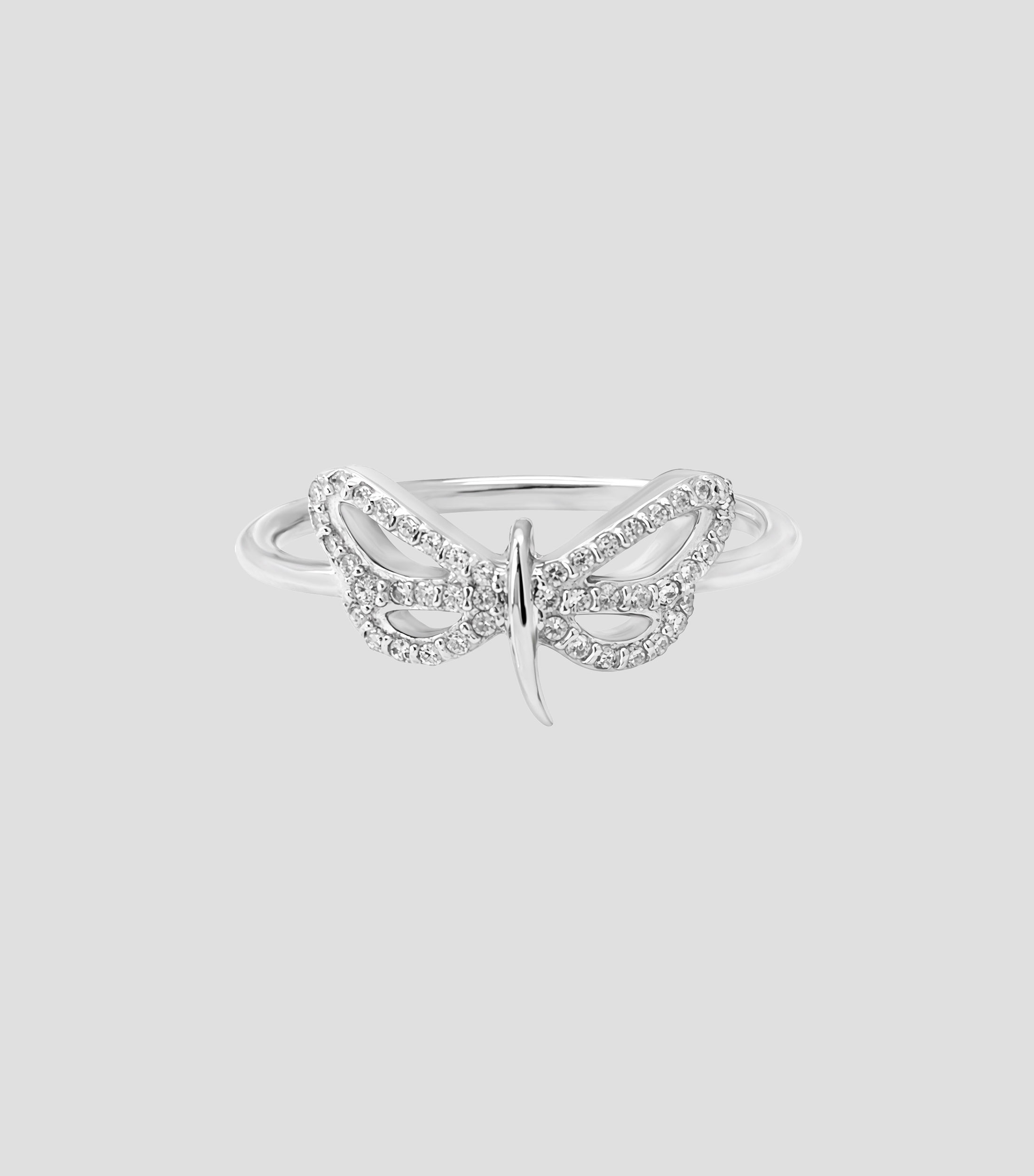 Anillo en plata .925 con libélula y circonia Mujer