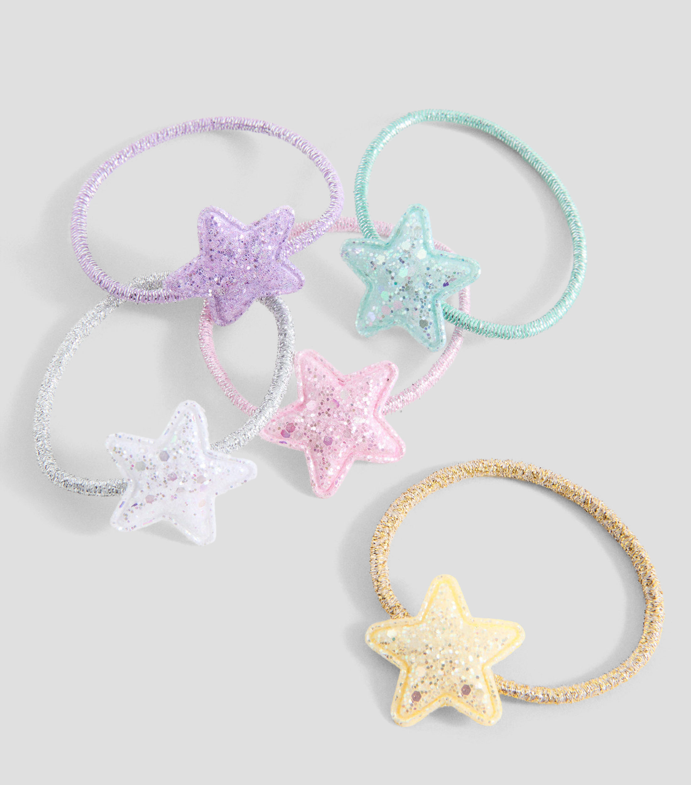 Set 5 ligas para cabello estrellas Niña