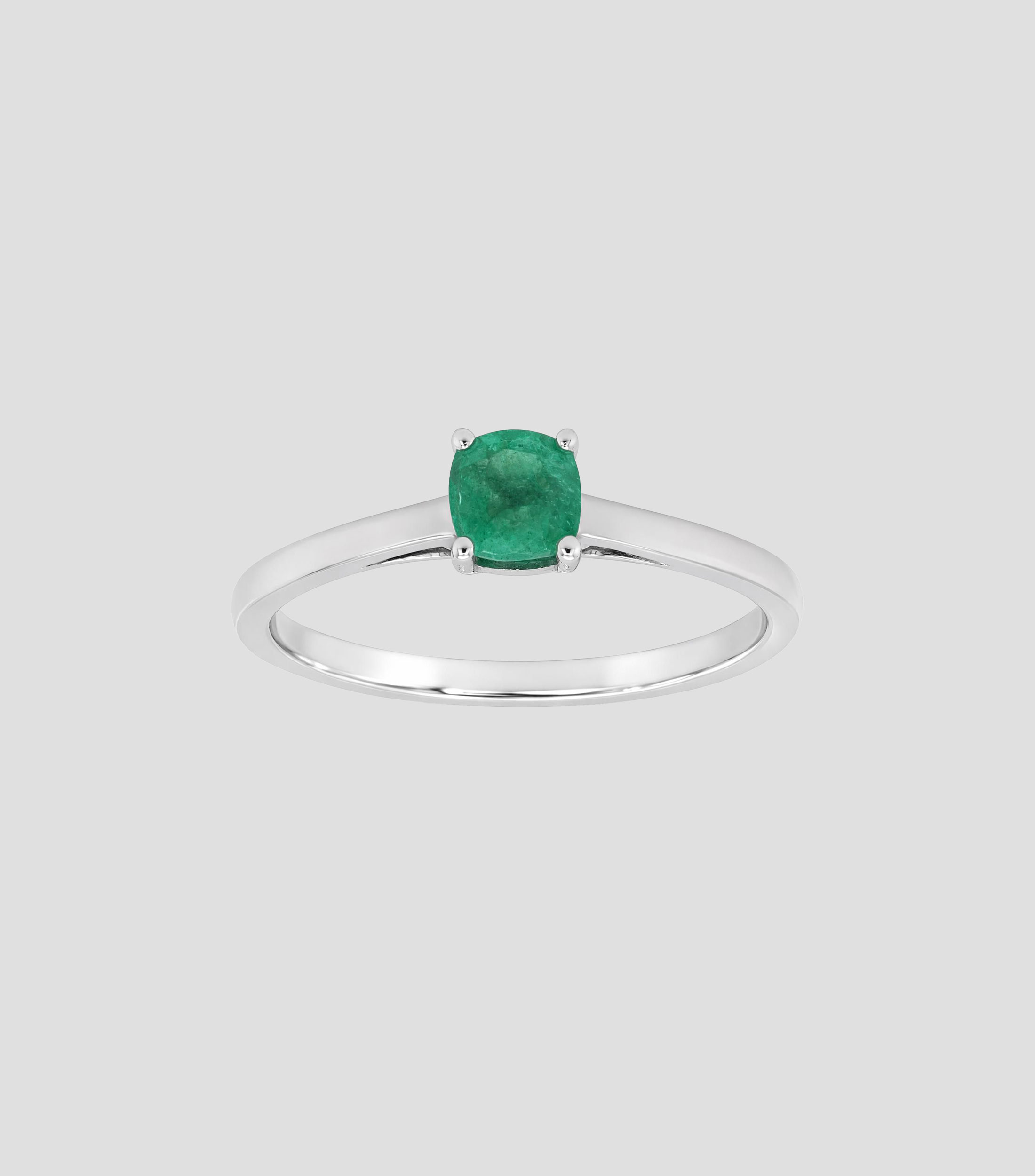 Anillo en Oro blanco de 14 Kilates con esmeralda y diamantes Mujer