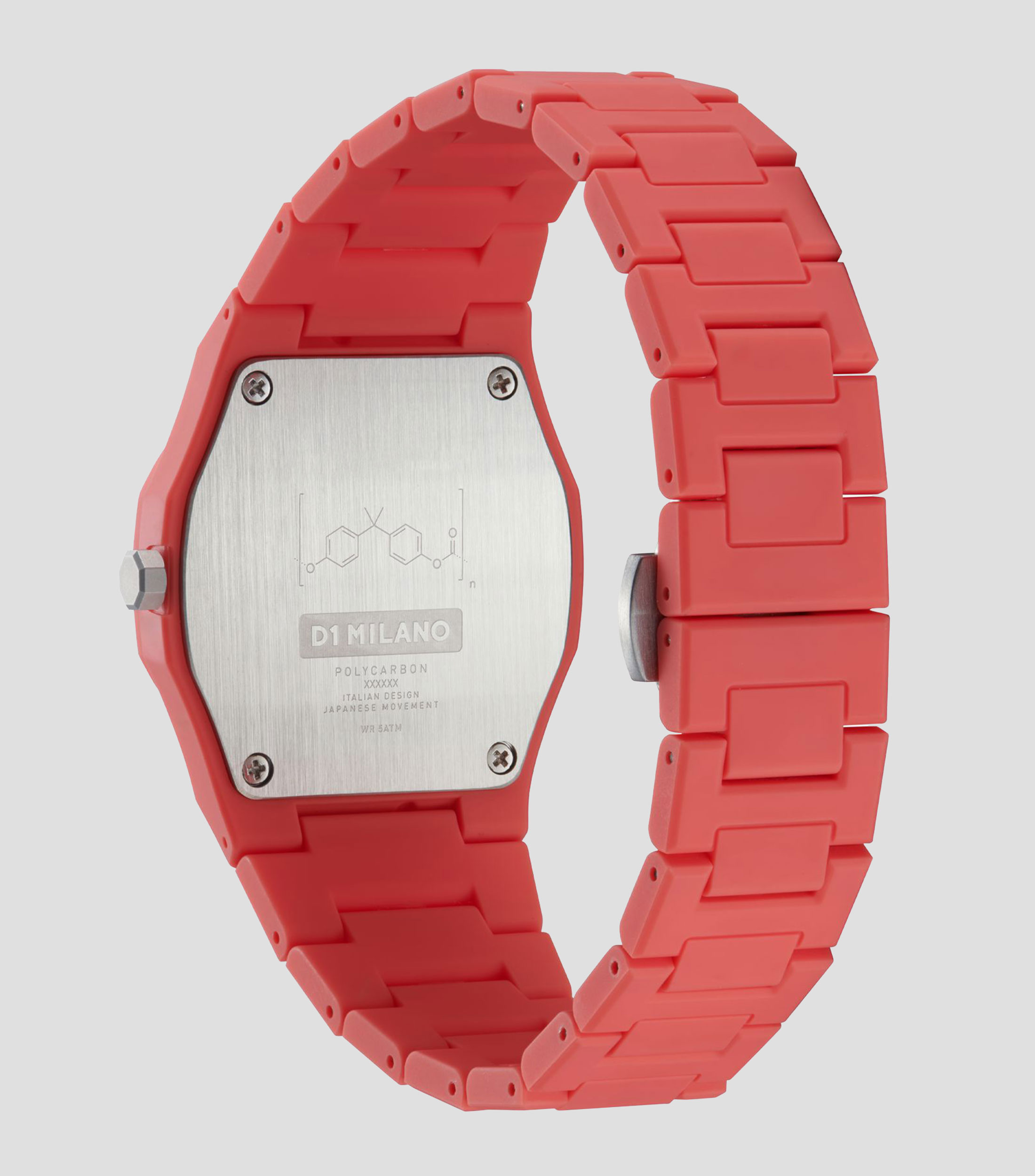 Reloj Unisex Coral Polycarbon Moderno Rojo