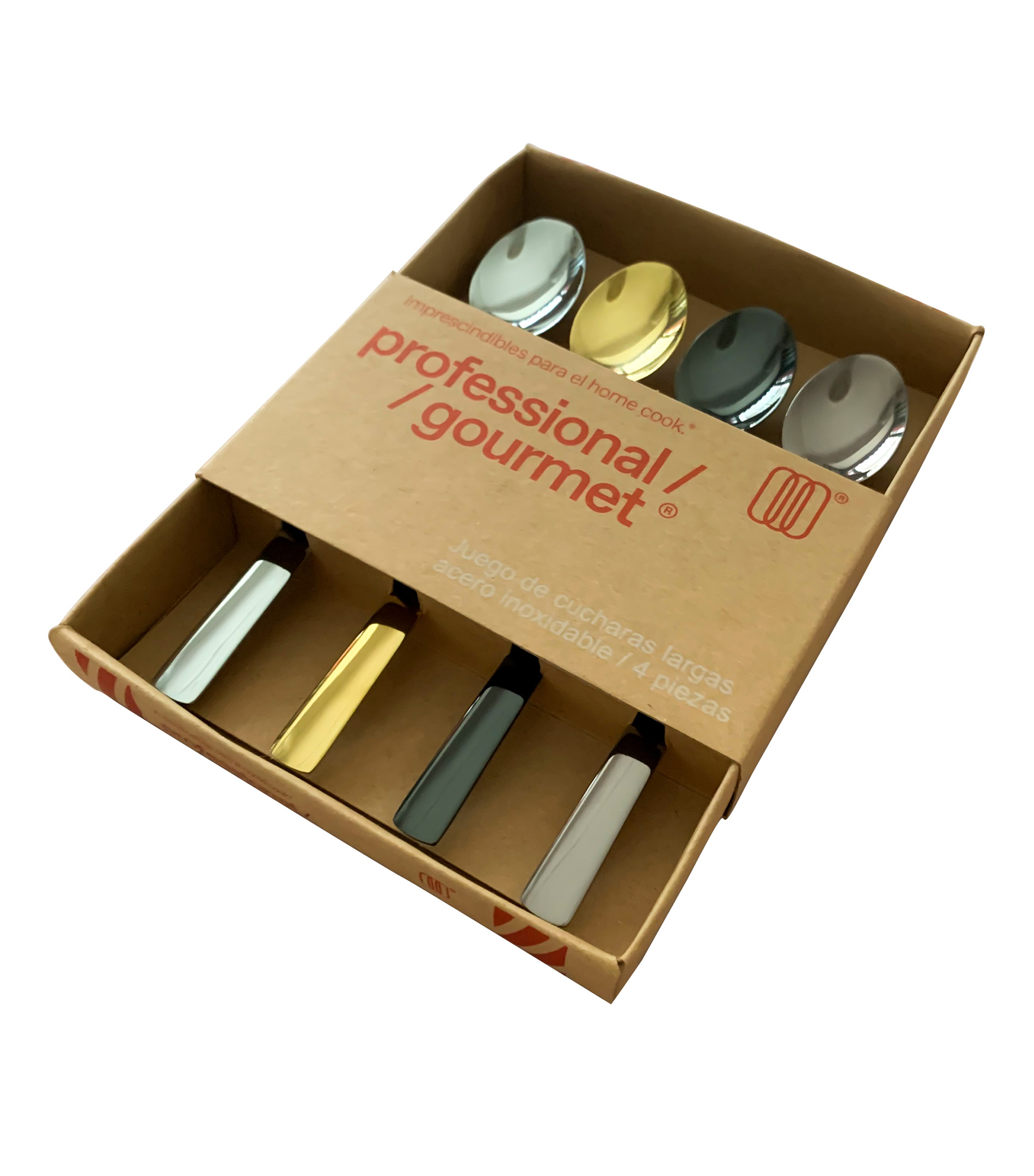 Set de cucharas largas 4 piezas en Acero Inoxidable