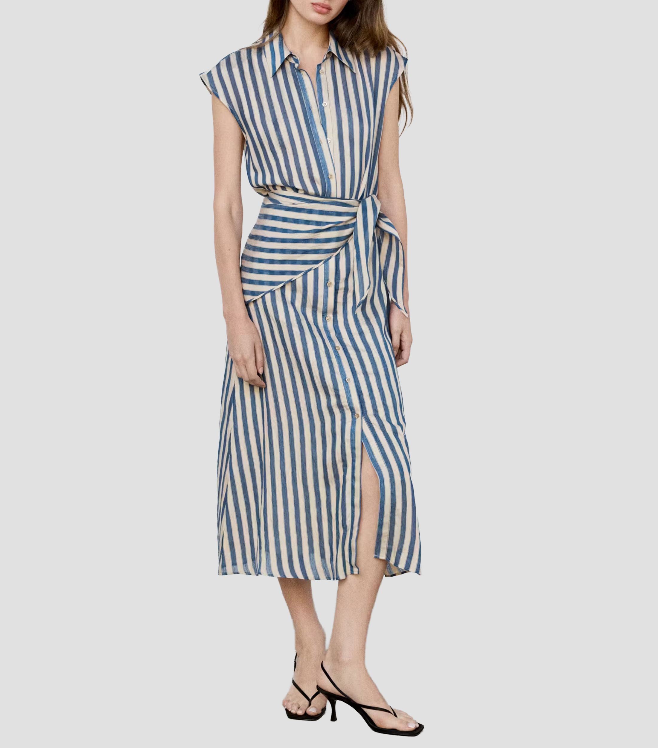 Vestido casual midi Rayas Mujer