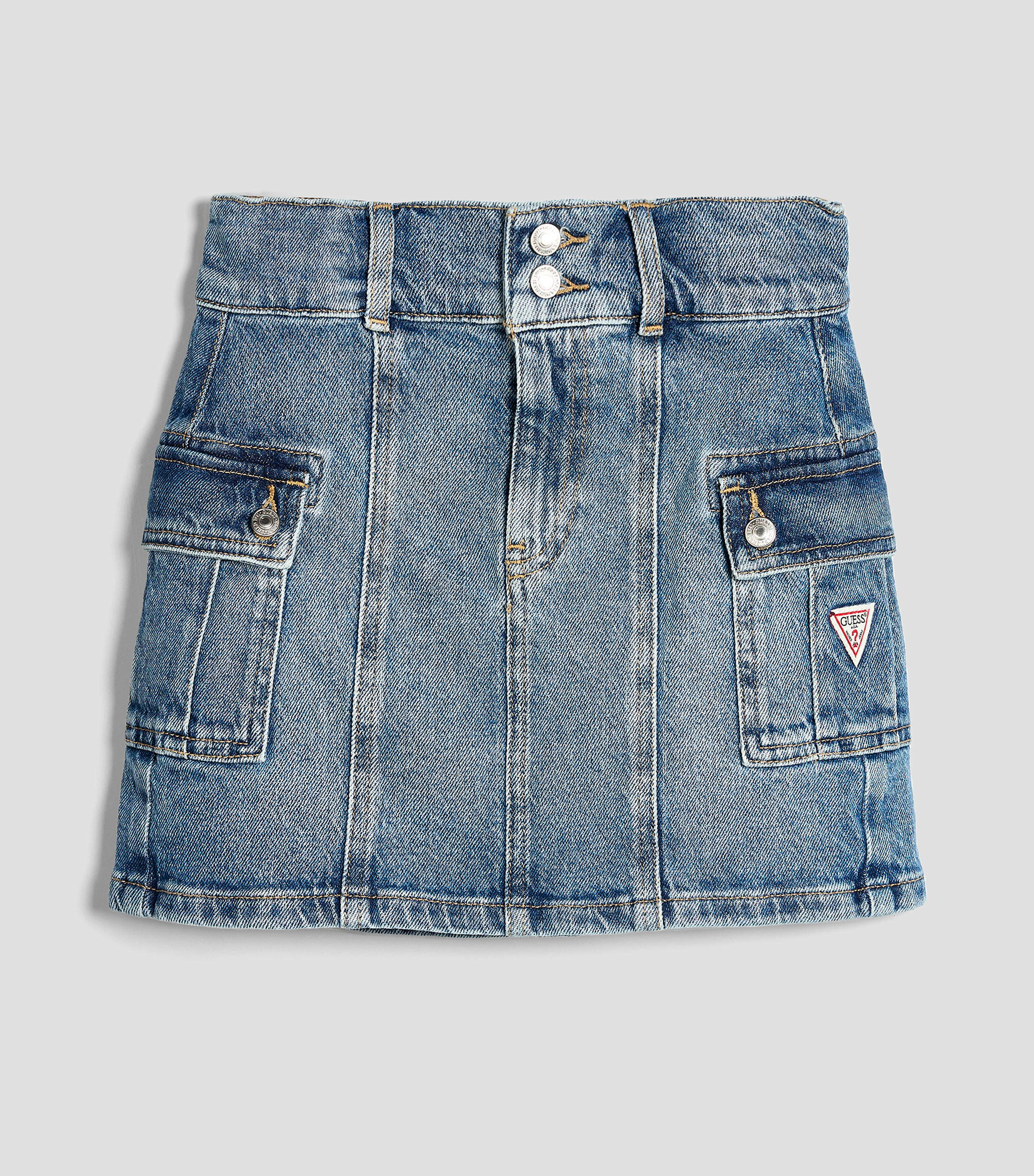 Falda denim corta de corte recto Niña