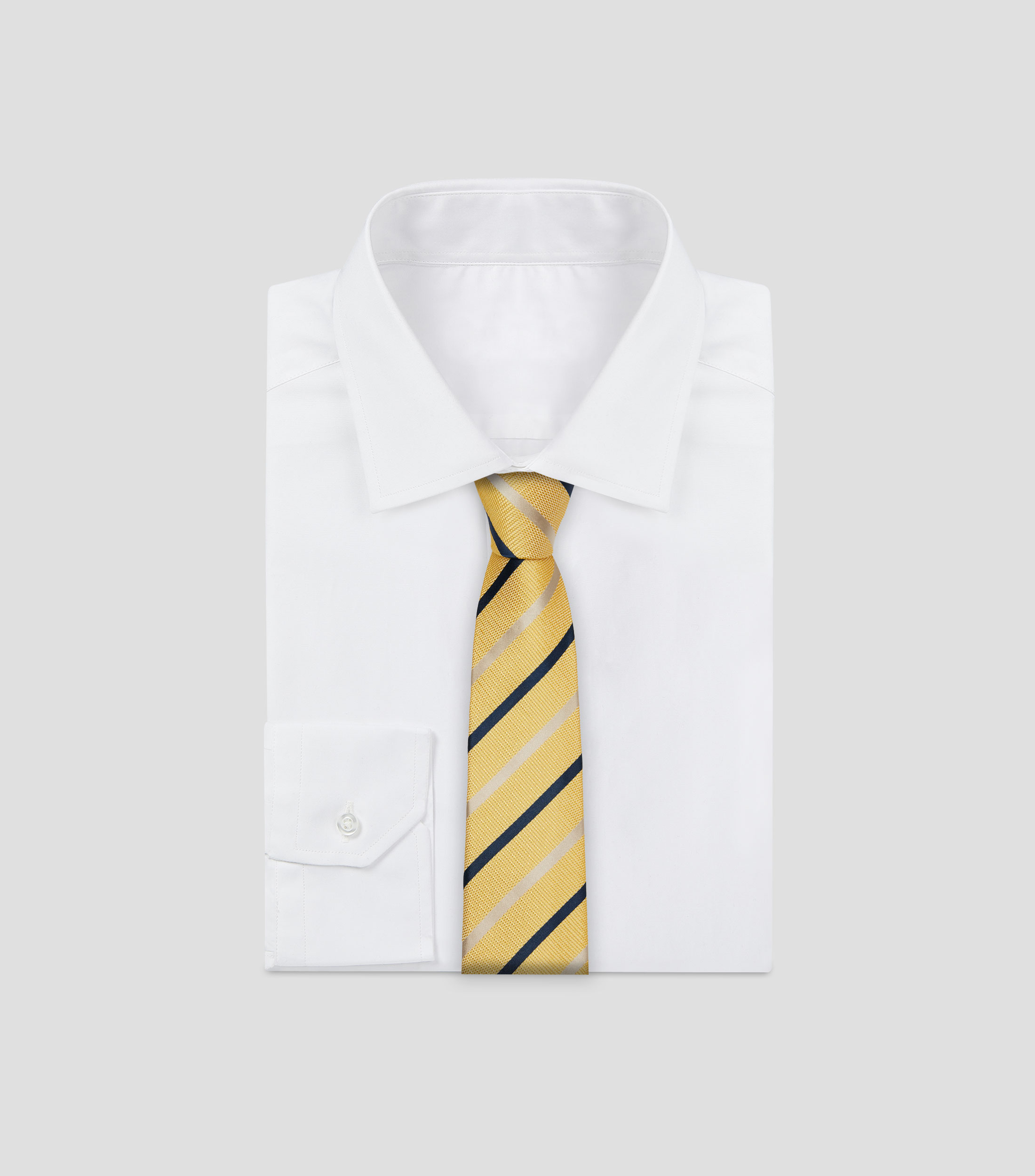 Corbata ancha en seda amarillo con rayas Brera