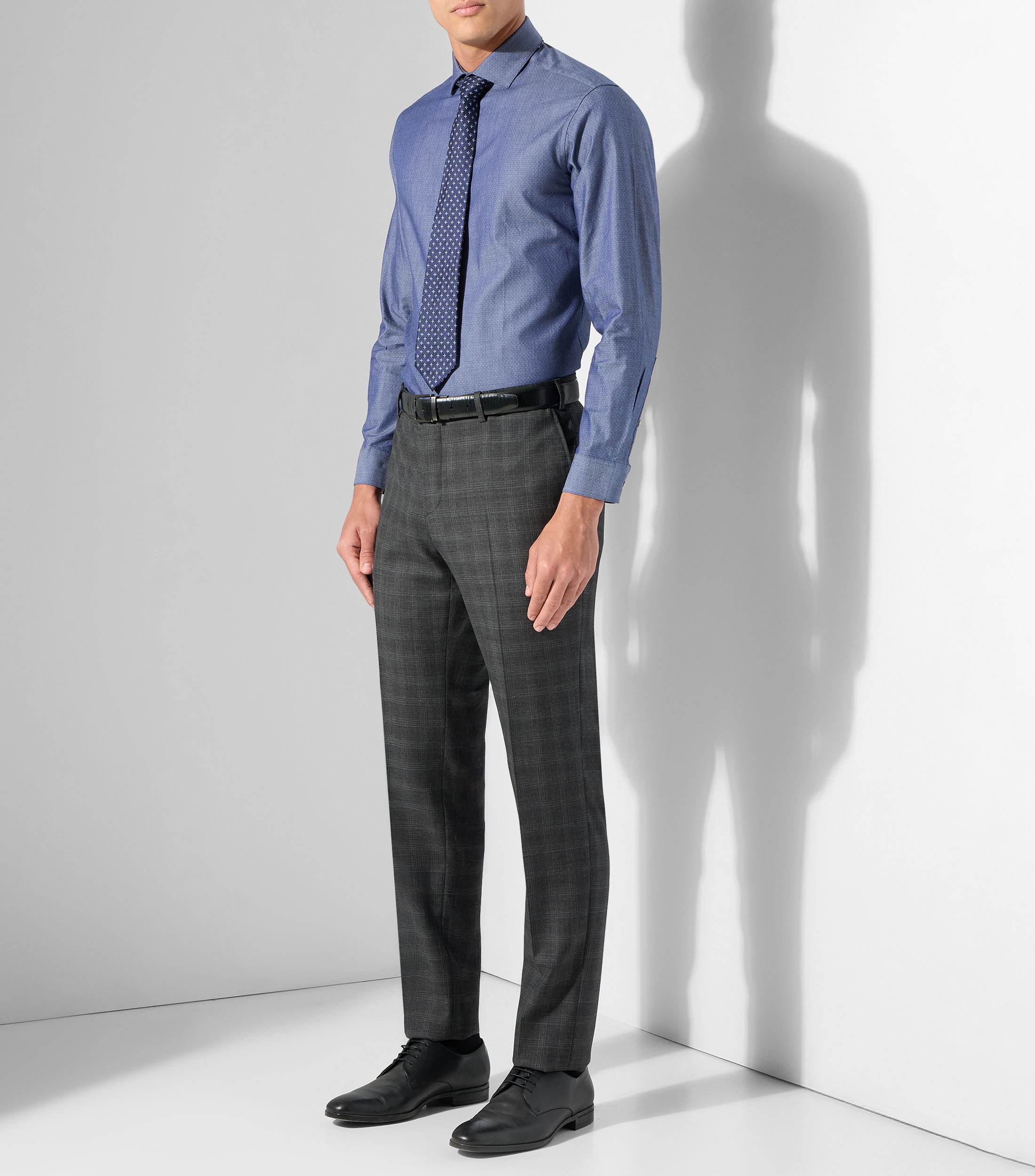 Camisa con microdiseño manga larga Hombre