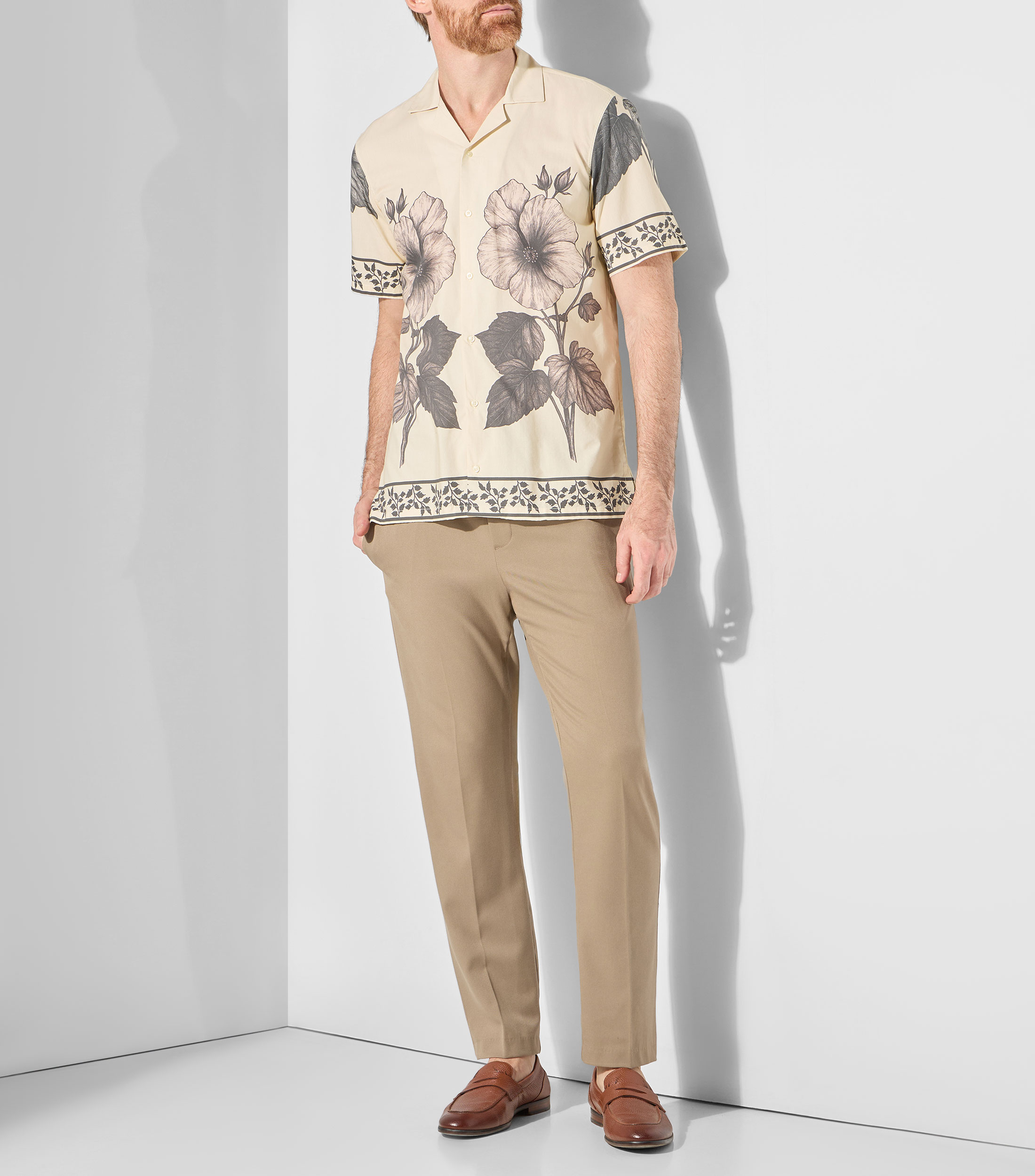Camisa hawaiana estampada manga corta Hombre