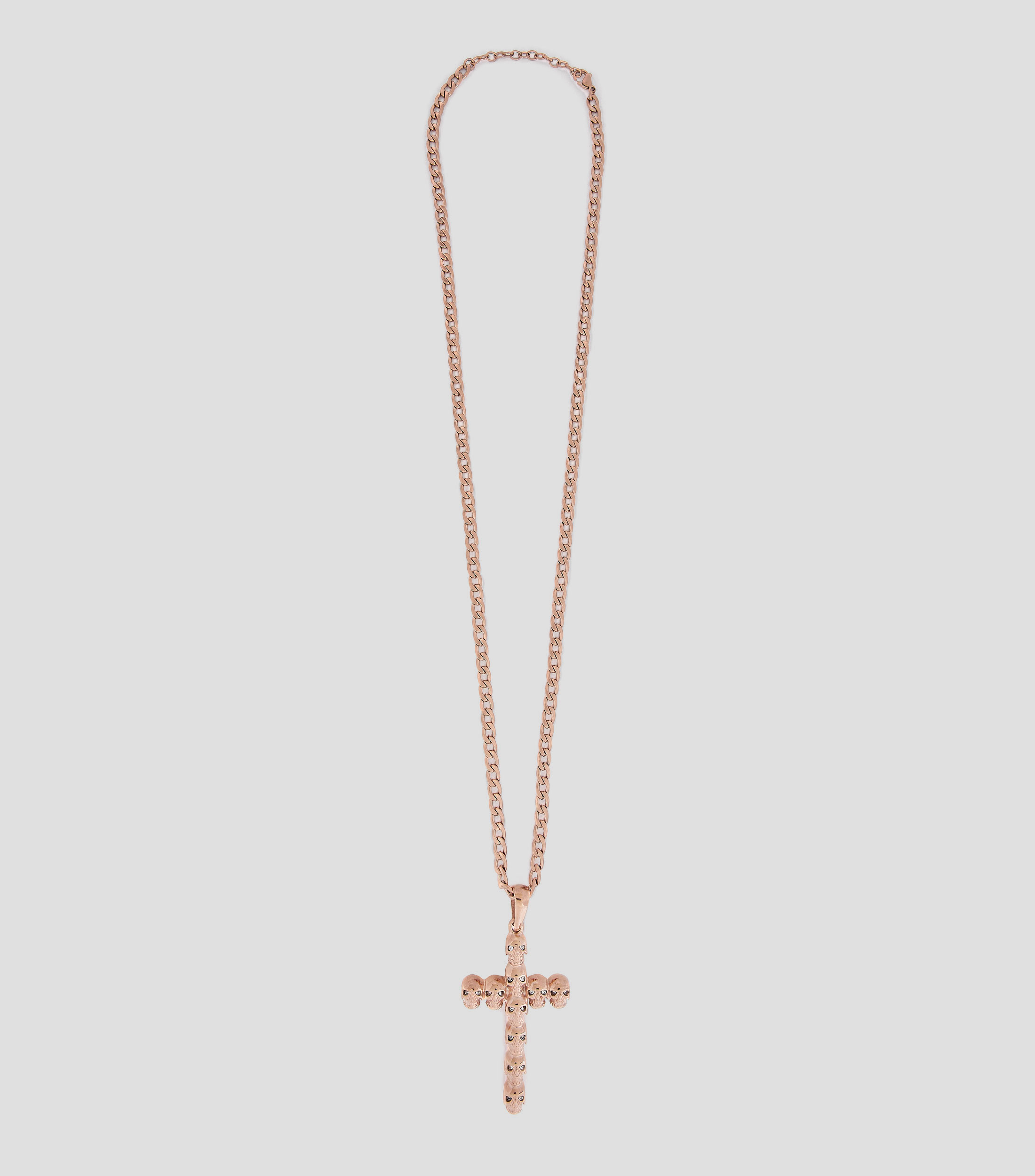 Collar eslabonado con cruz de calaveras Hombre