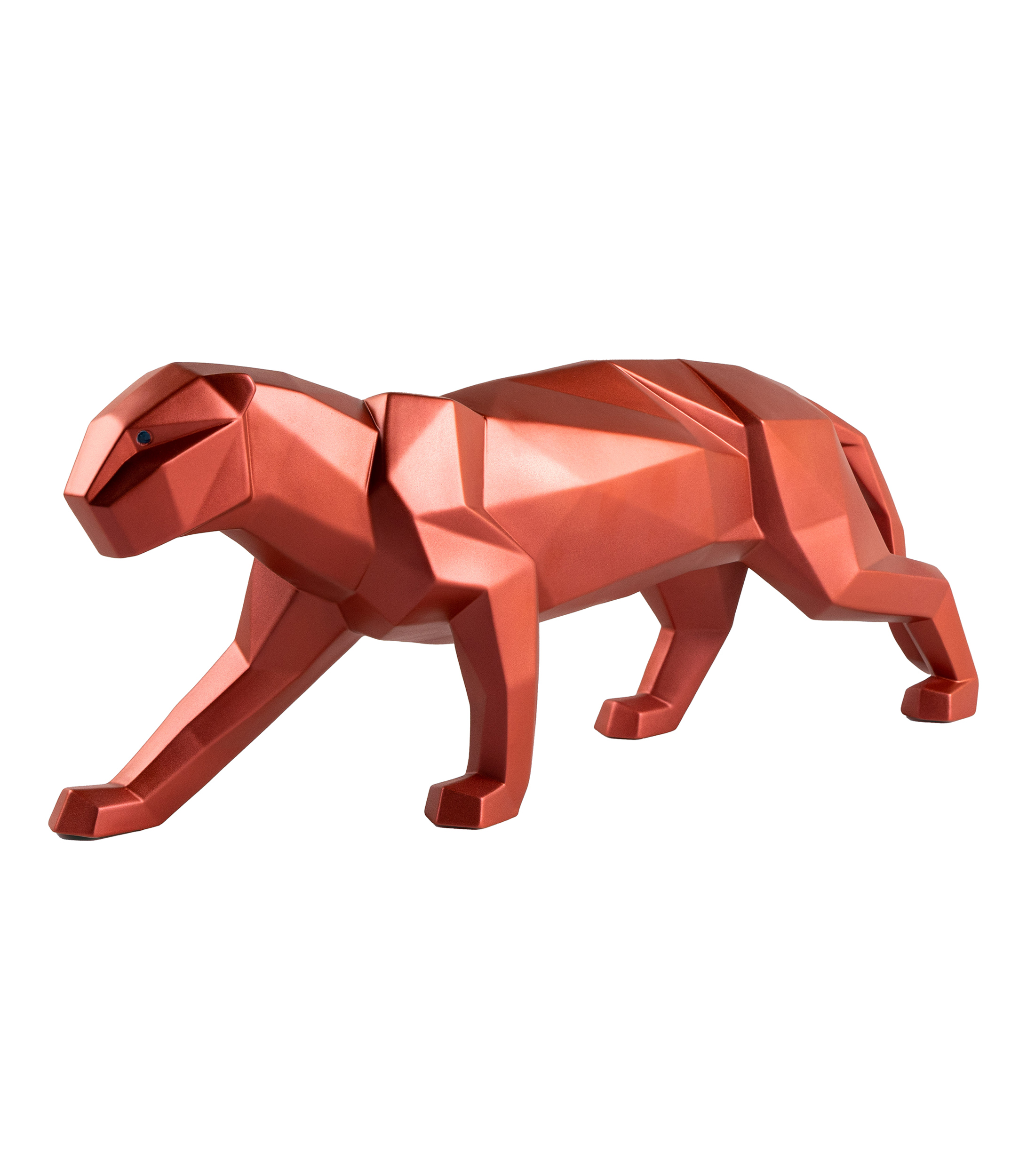 Escultura Pantera Rojo Metalizado en porcelana