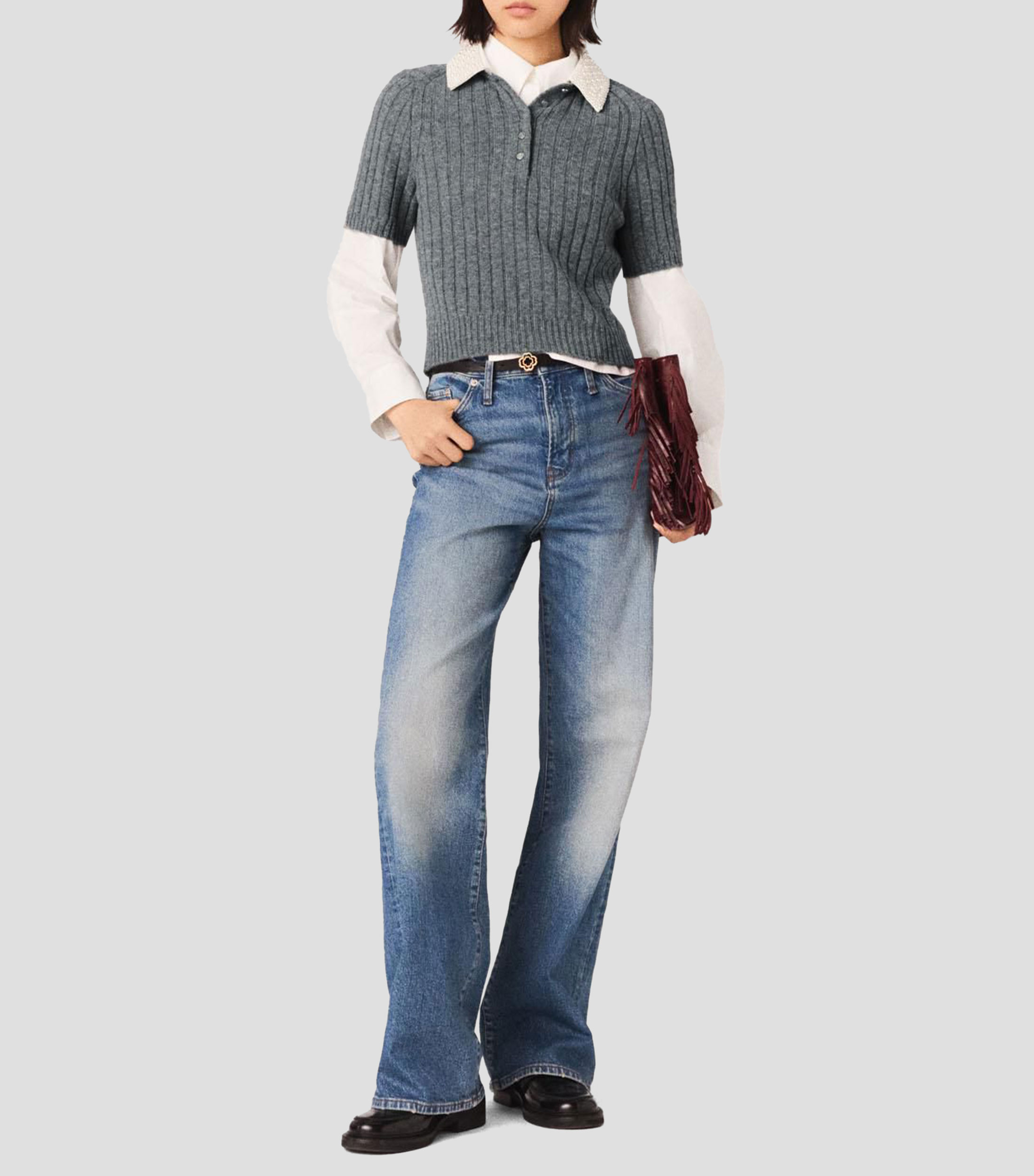 Blusa lisa manga corta Mujer