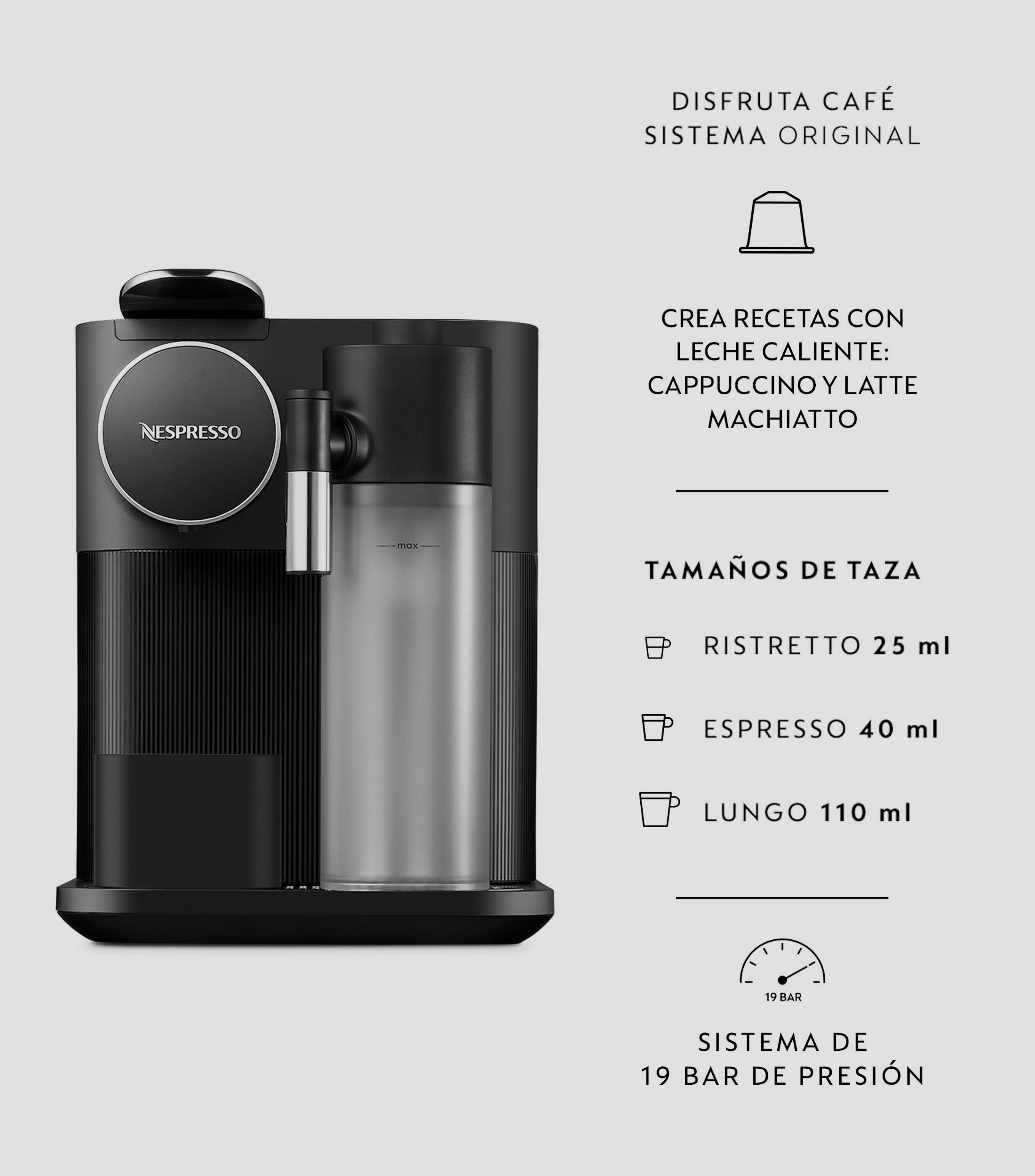 Cafetera Gran Lattissima Negro