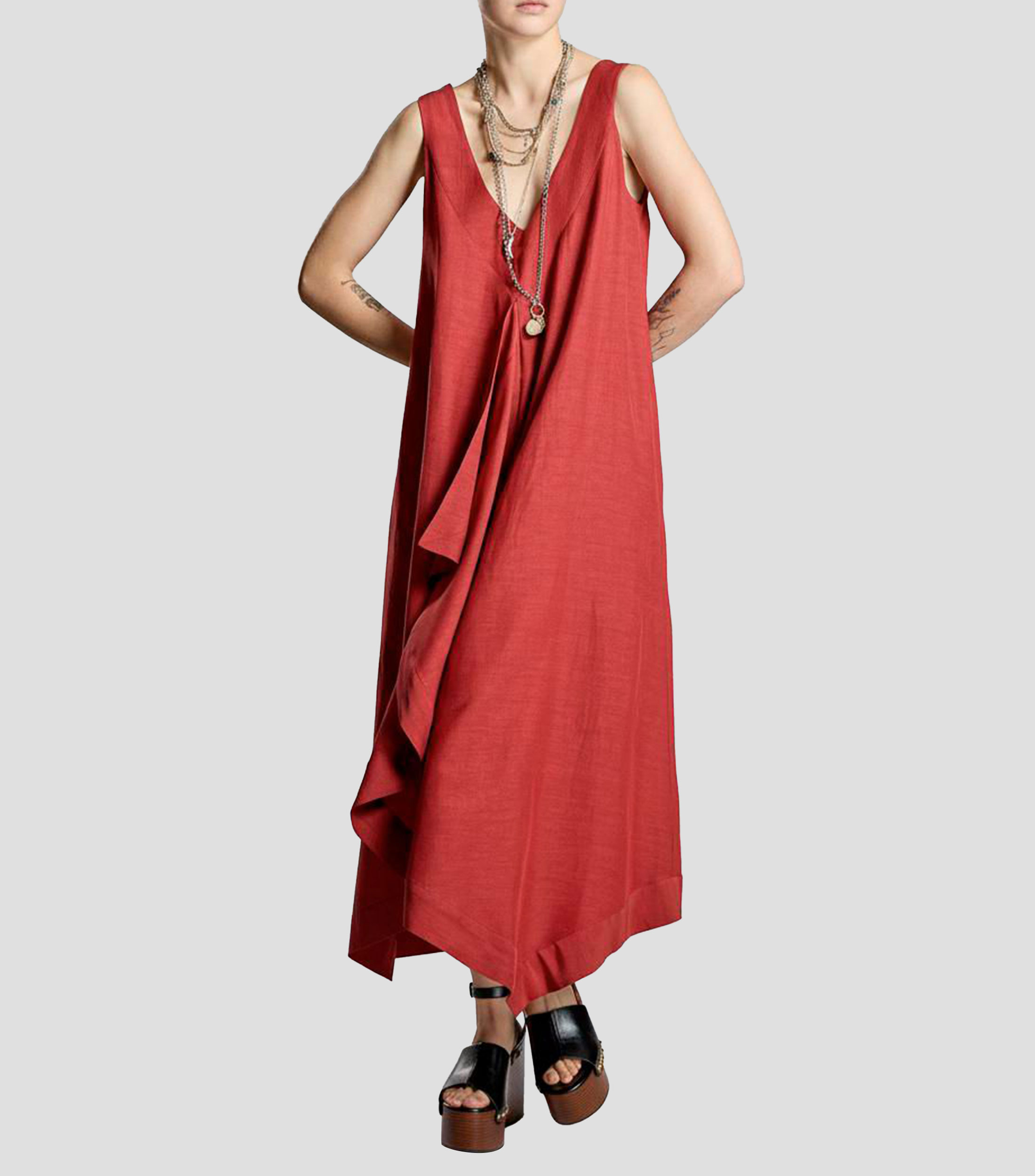 Vestido midi liso Mujer