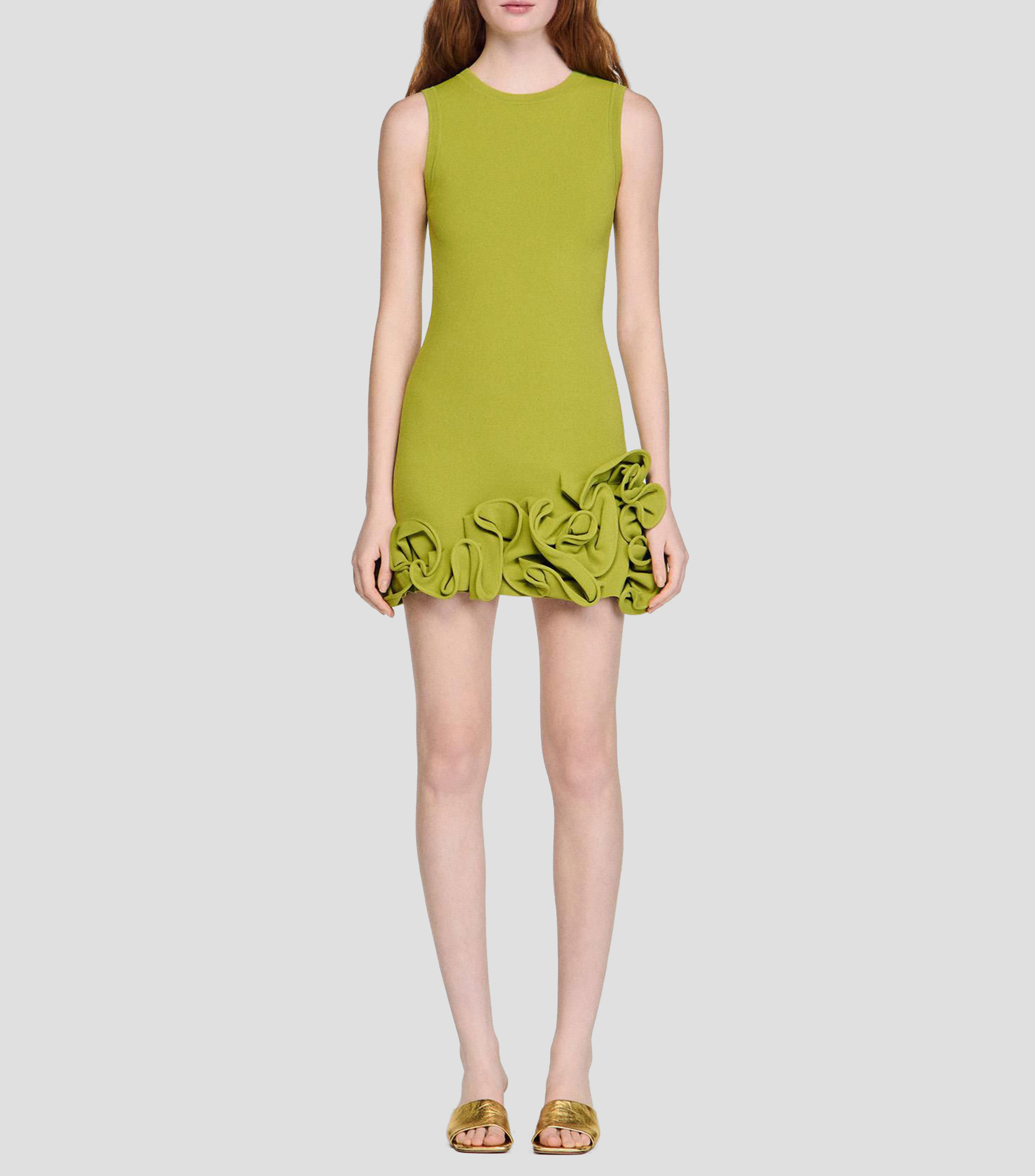Vestido corto liso Mujer