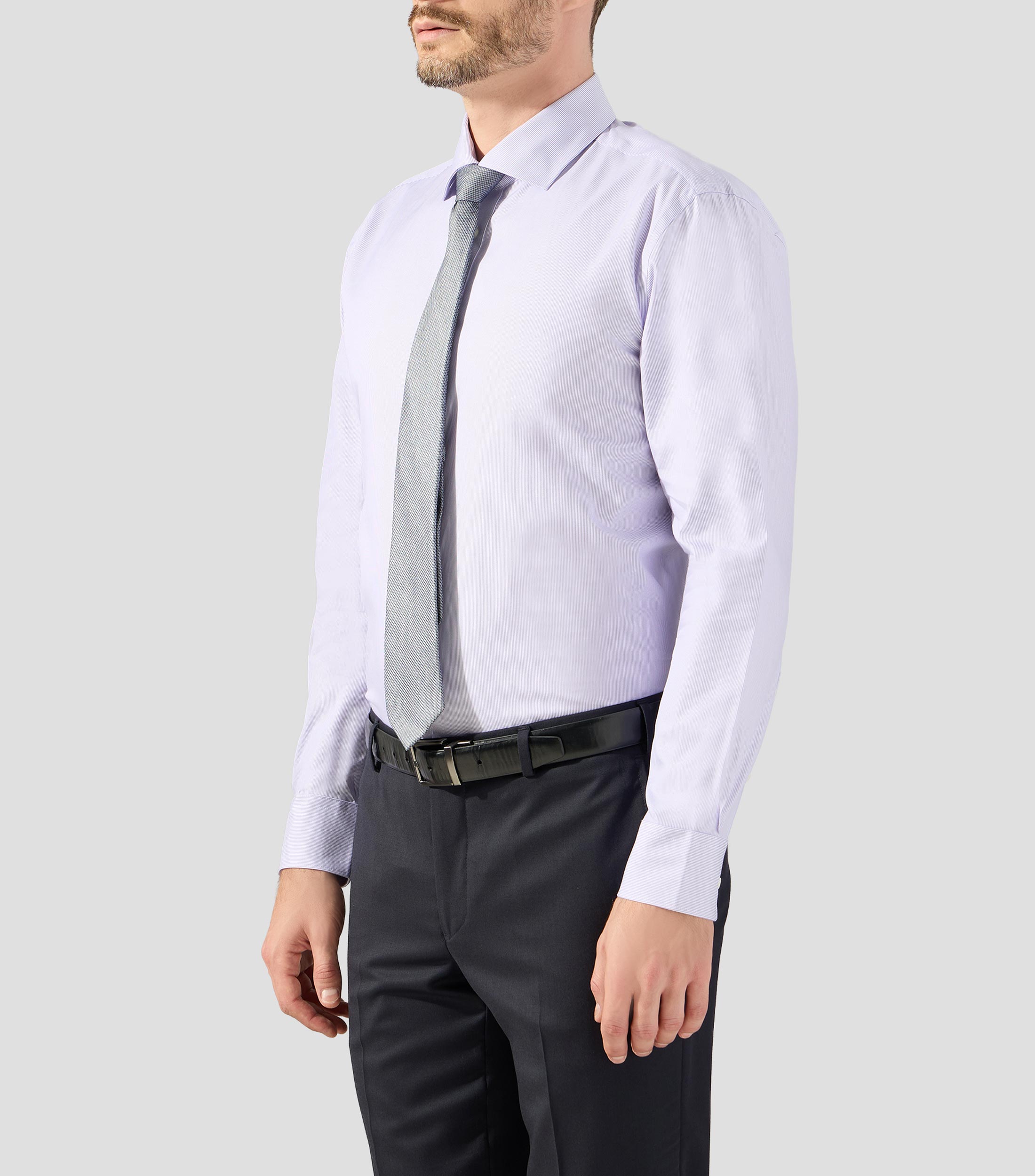 Camisa de vestir con rayas y manga larga Hombre