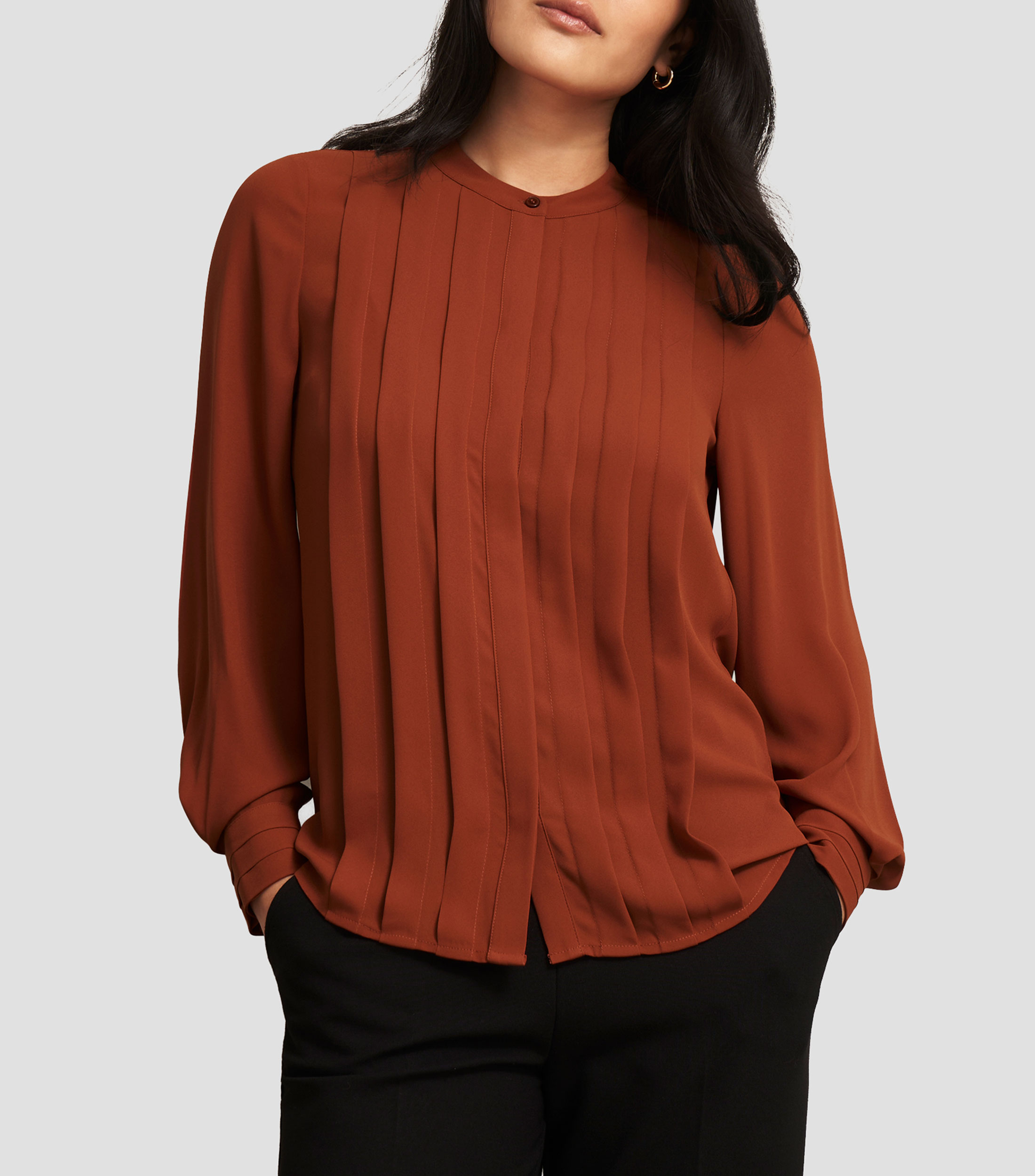 Blusa de diseño liso y manga larga Mujer