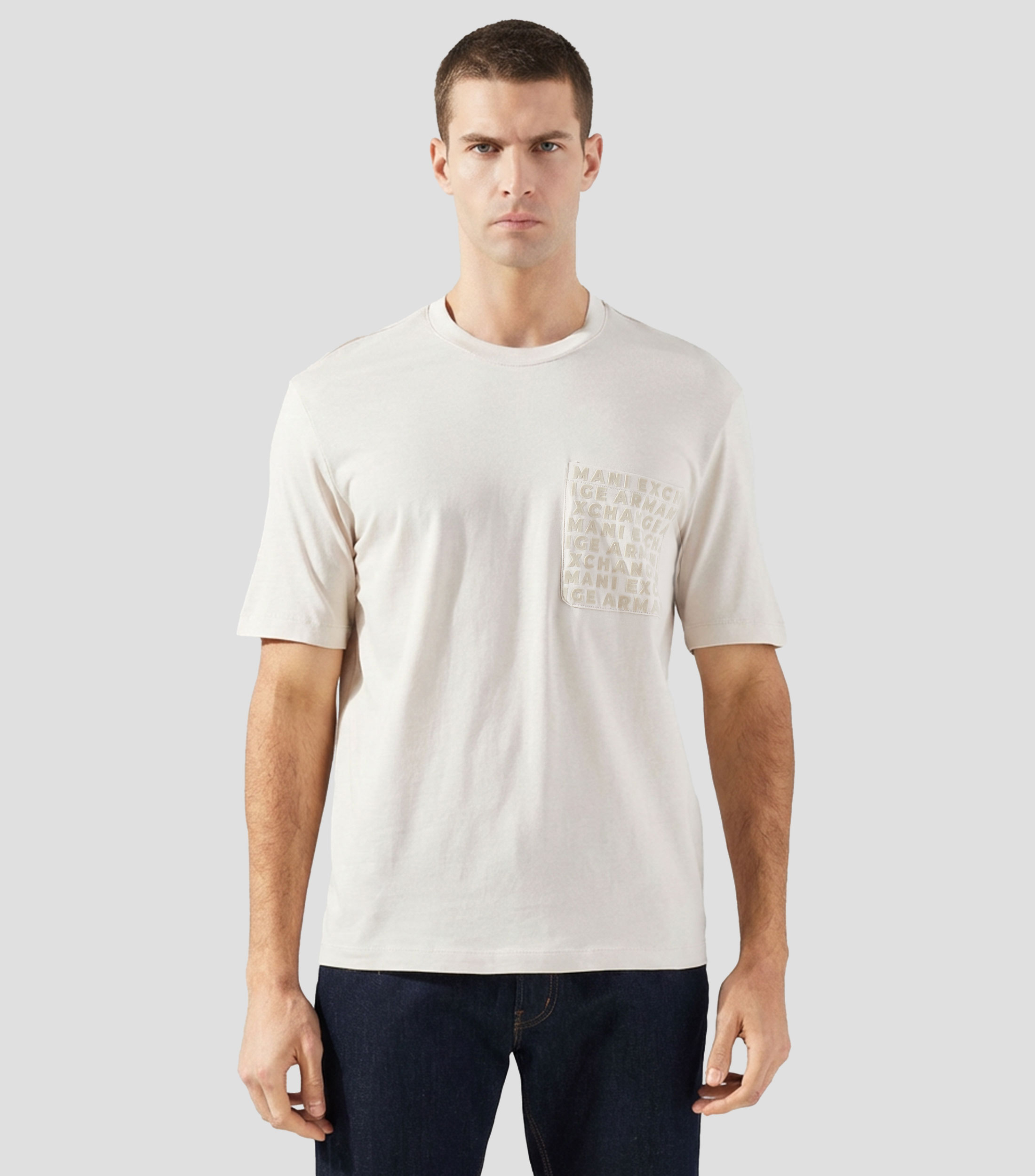 Playera cuello redondo manga corta estampada Hombre