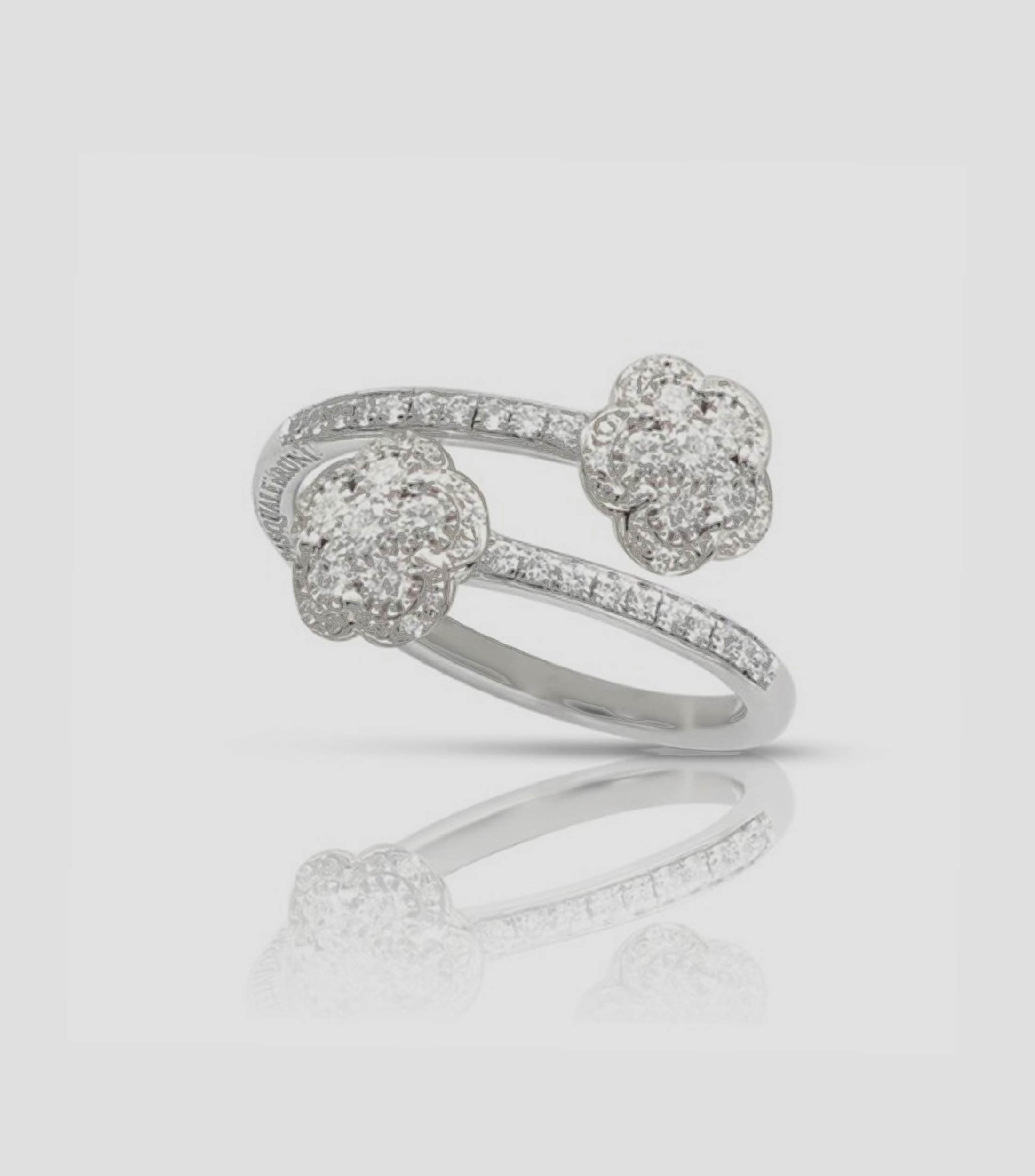Anillo abierto en oro blanco de 18 kilates con diamantes Mujer