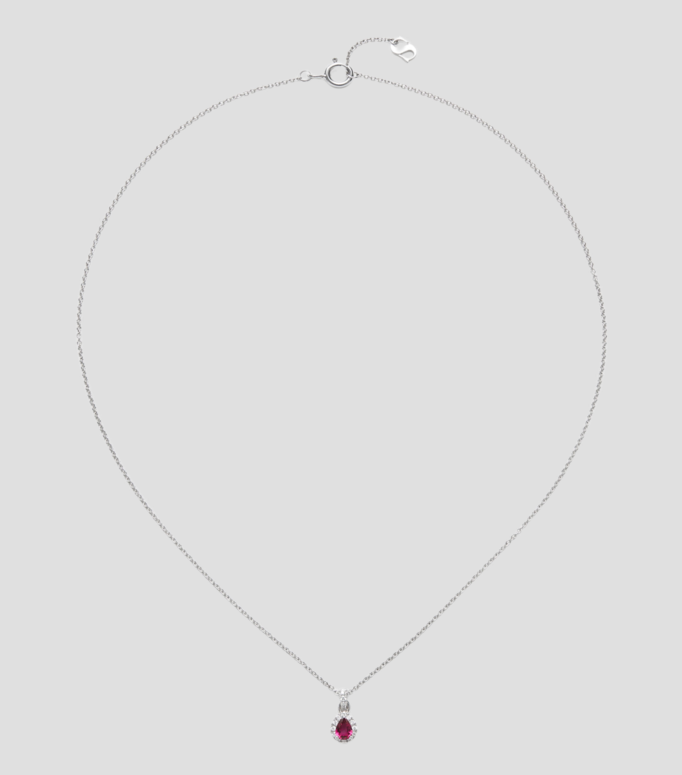Collar en Oro blanco de 18 Kilates con Rubí rojo y diamantes Big Three Mujer
